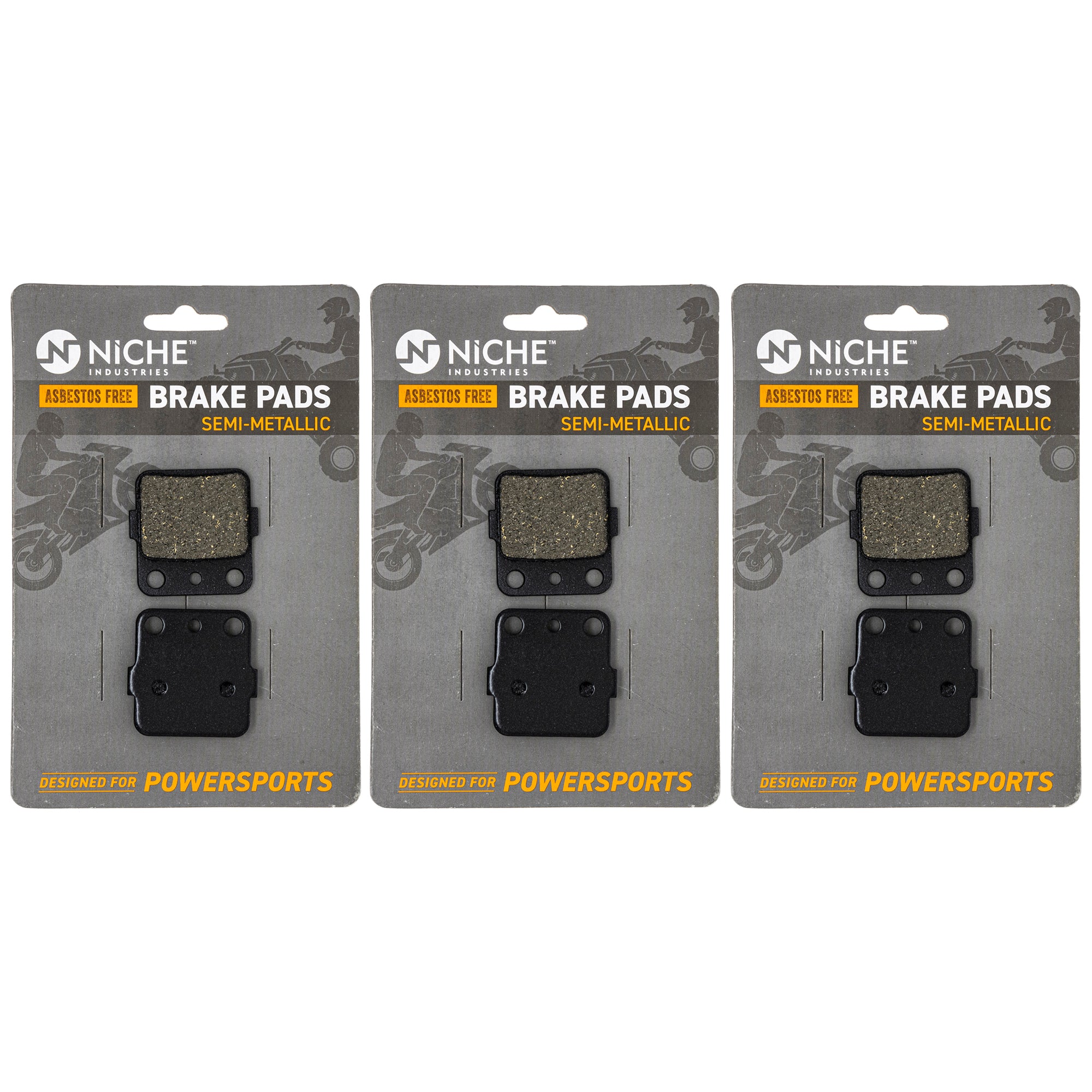 Semi-Metallic Brake Pad Set (Front & Rear) 3-Pack for zOTHER Yamaha Suzuki Kawasaki Honda NICHE 519-KPA2235D