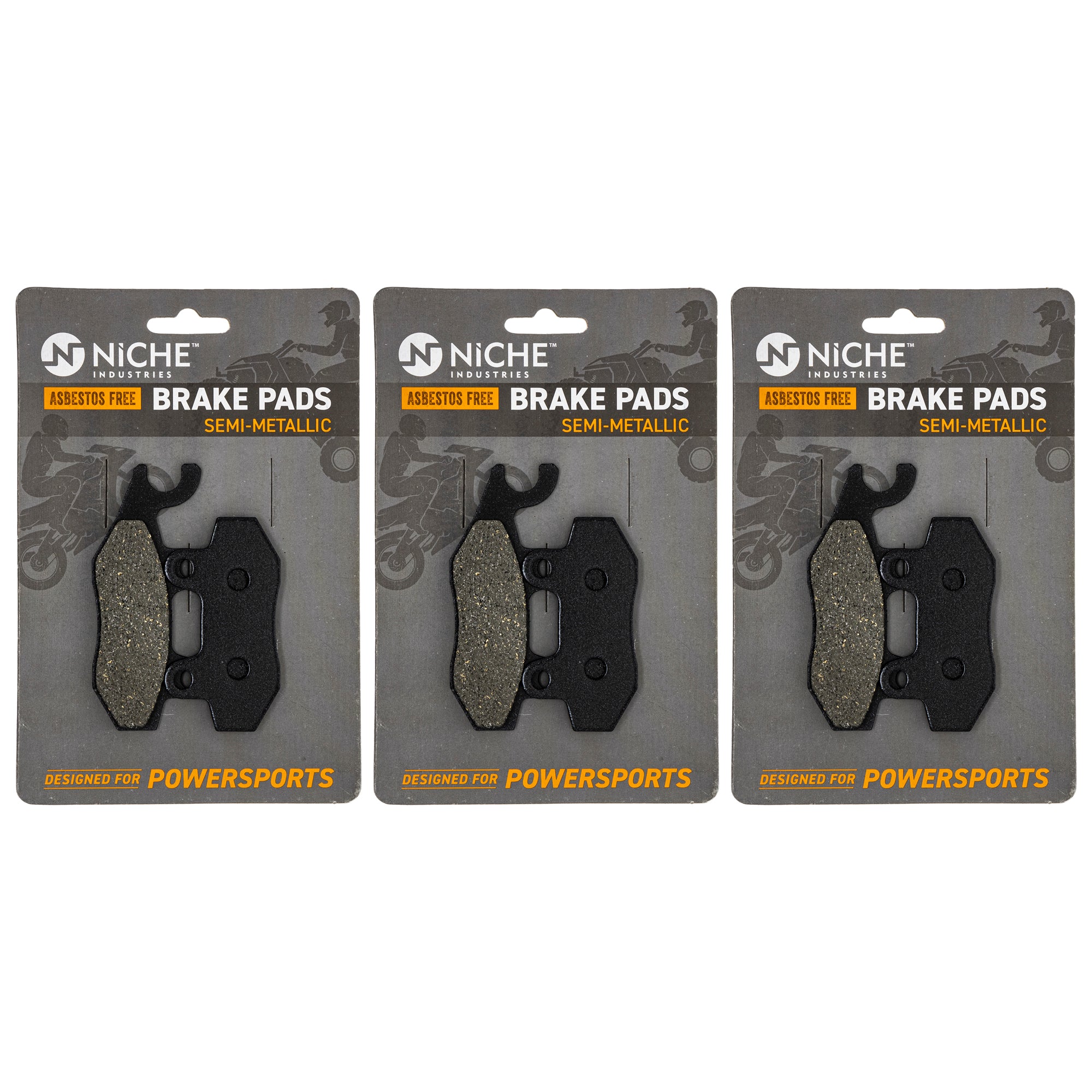 Front Rear Right Semi-Metallic Brake Set 3-Pack for zOTHER Yamaha Suzuki Kawasaki BRP NICHE 519-KPA2236D