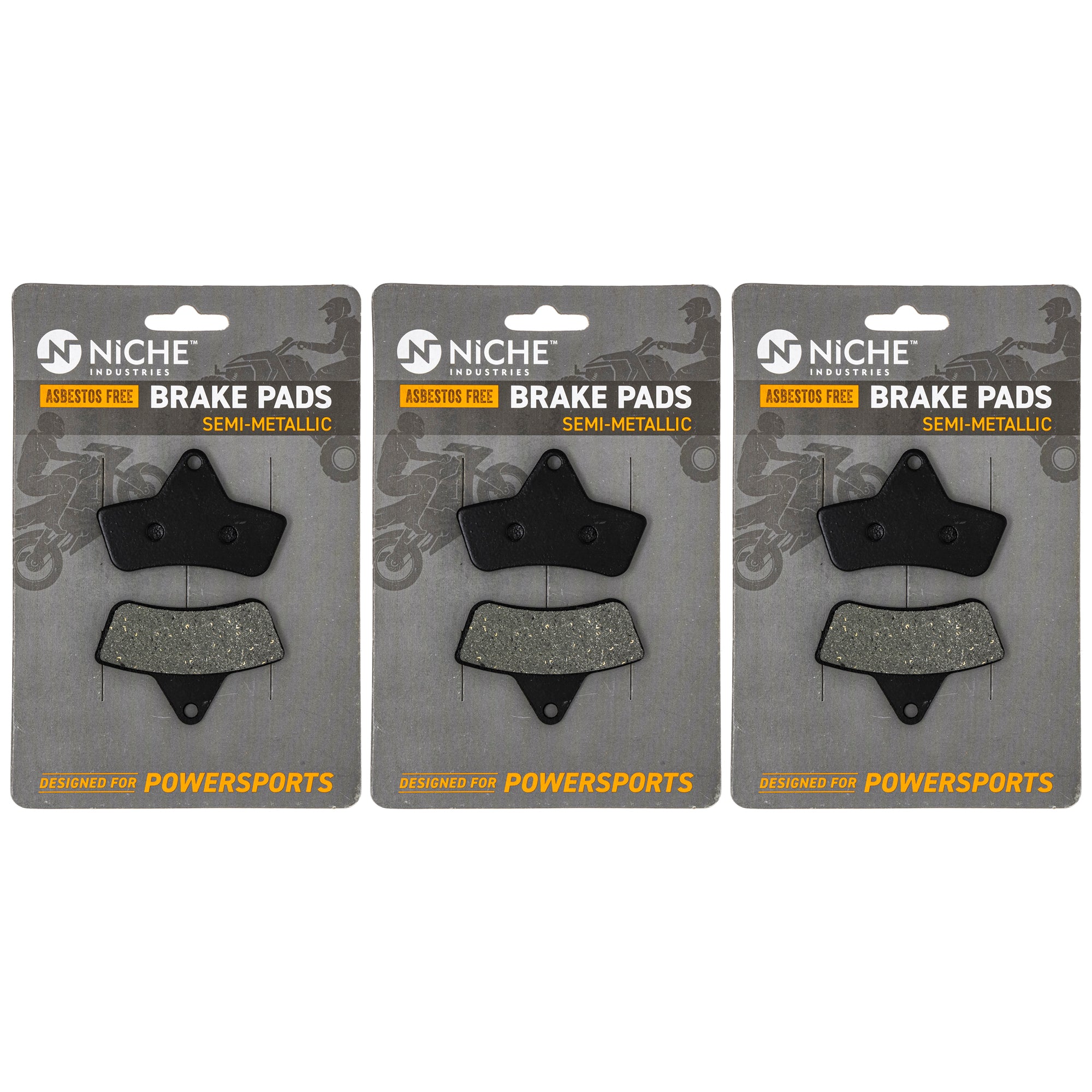 Semi-Metallic Brake Pad Set (Front & Rear) 3-Pack for Arctic Cat Textron Cat 0402-882 NICHE 519-KPA2231D