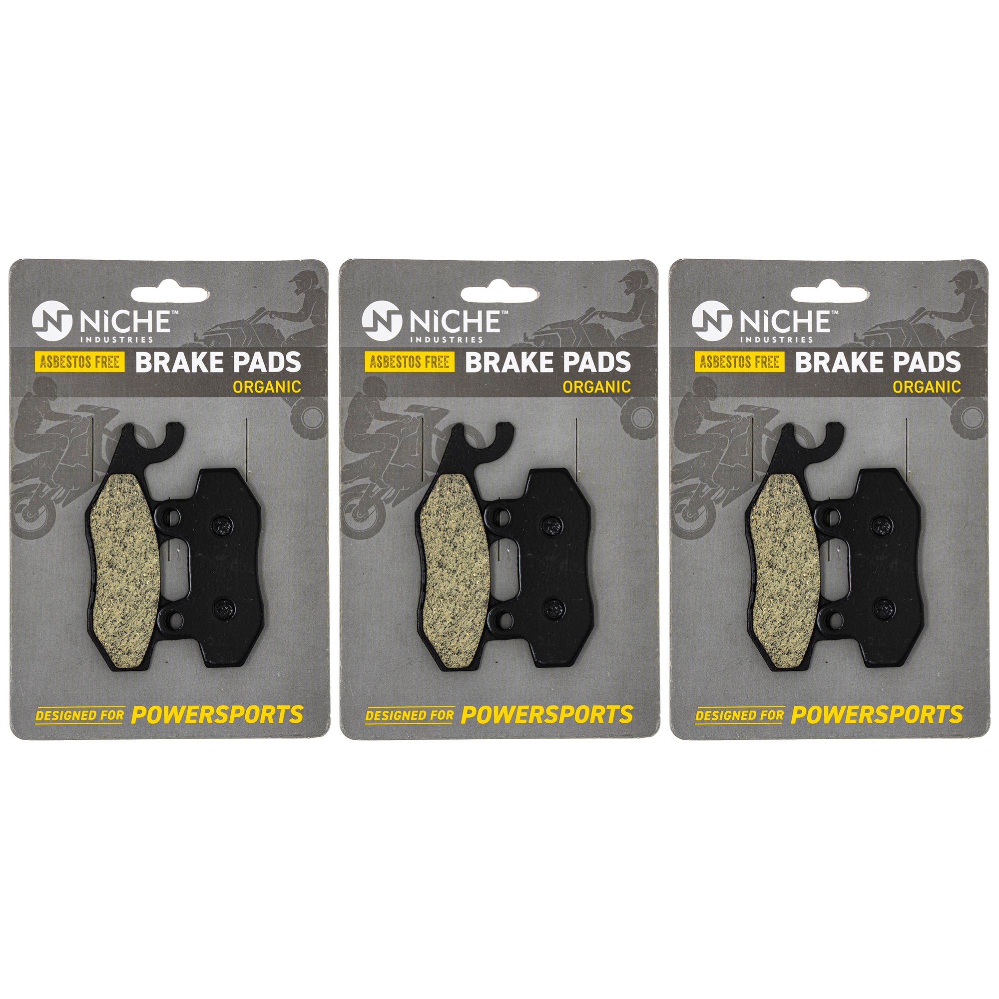 Front Rear Right Brake Pad Set 3-Pack for zOTHER Yamaha Suzuki Kawasaki BRP Can-Am Ski-Doo NICHE 519-KPA2287D