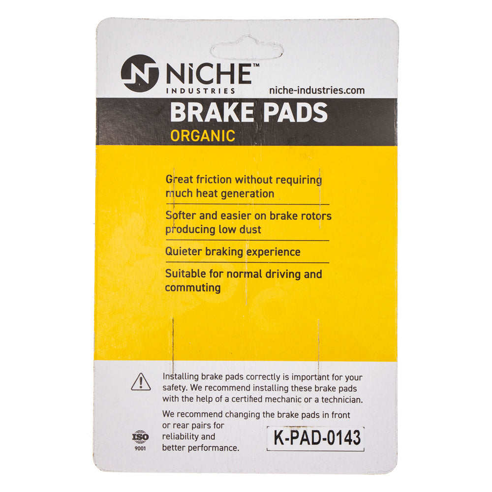 NICHE 519-KPA2365D Front Organic Brake Pad Set for Yamaha YXZ1000R