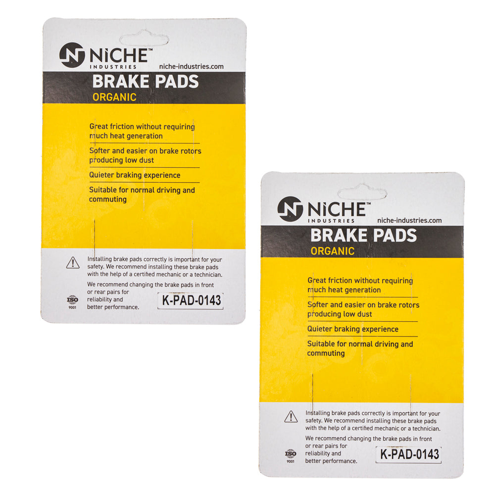 NICHE 519-KPA2365D Front Organic Brake Pad Set 2-Pack for Yamaha
