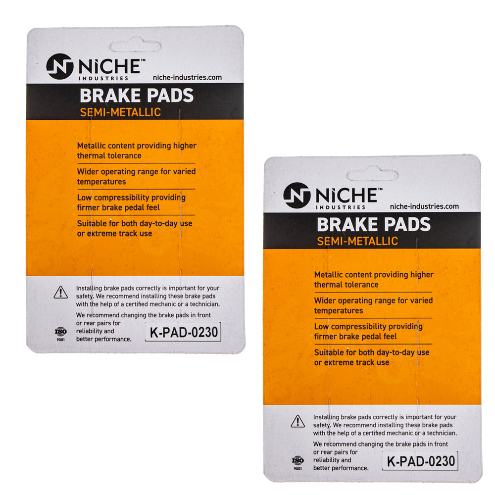 NICHE 519-KPA2452D Brake Pad Set 2-Pack for Suzuki Honda SV650X SV650