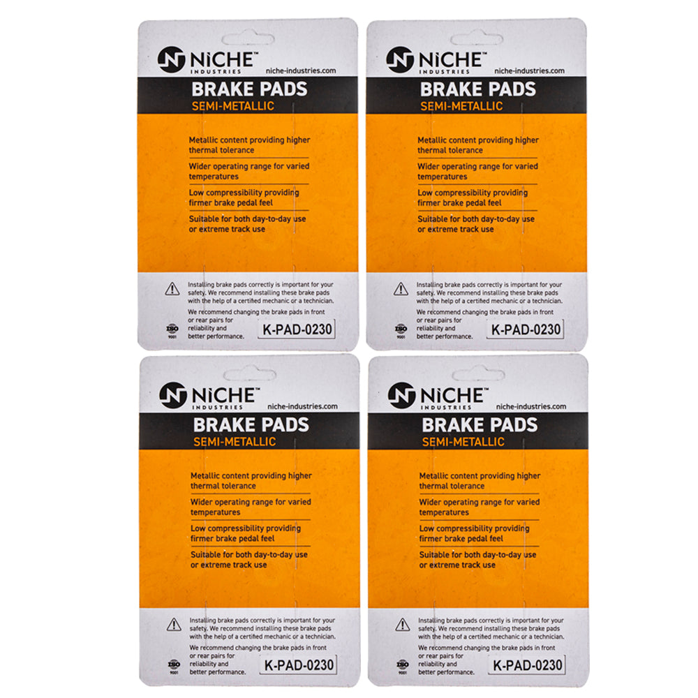 NICHE 519-KPA2452D Brake Pad Set 4-Pack for Suzuki Honda SV650X SV650