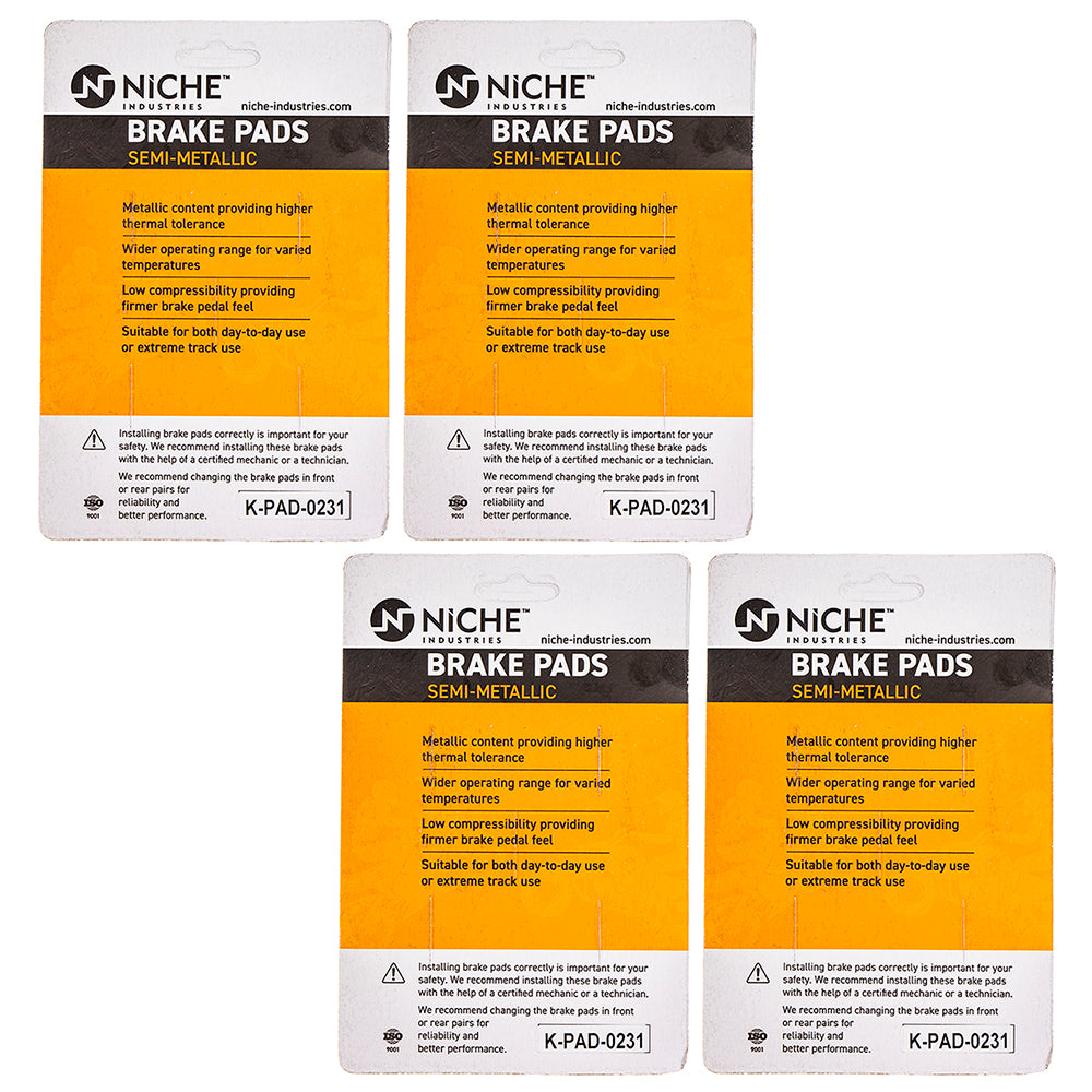 NICHE 519-KPA2453D Brake Pad Set 4-Pack for Kawasaki Vulcan