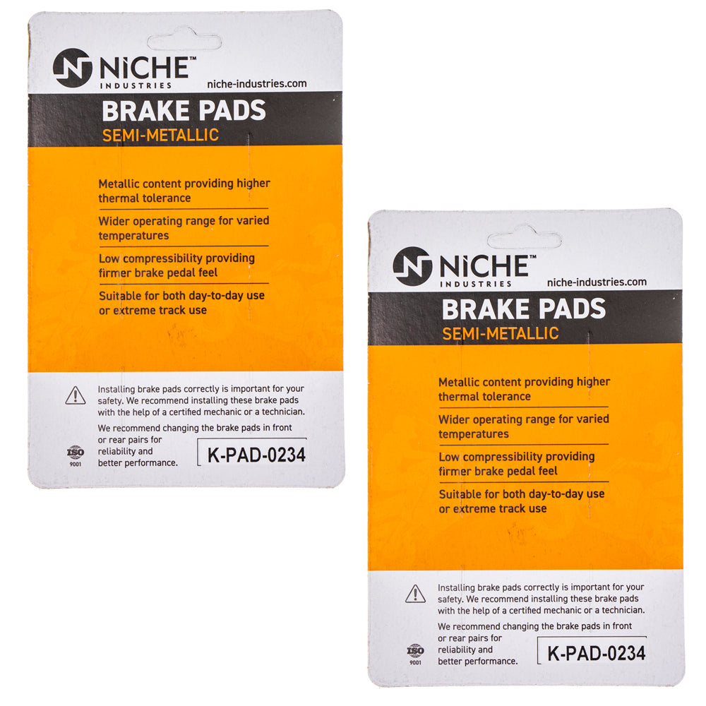 NICHE 519-KPA2456D Brake Pad Set 2-Pack for zOTHER Yamaha XT350
