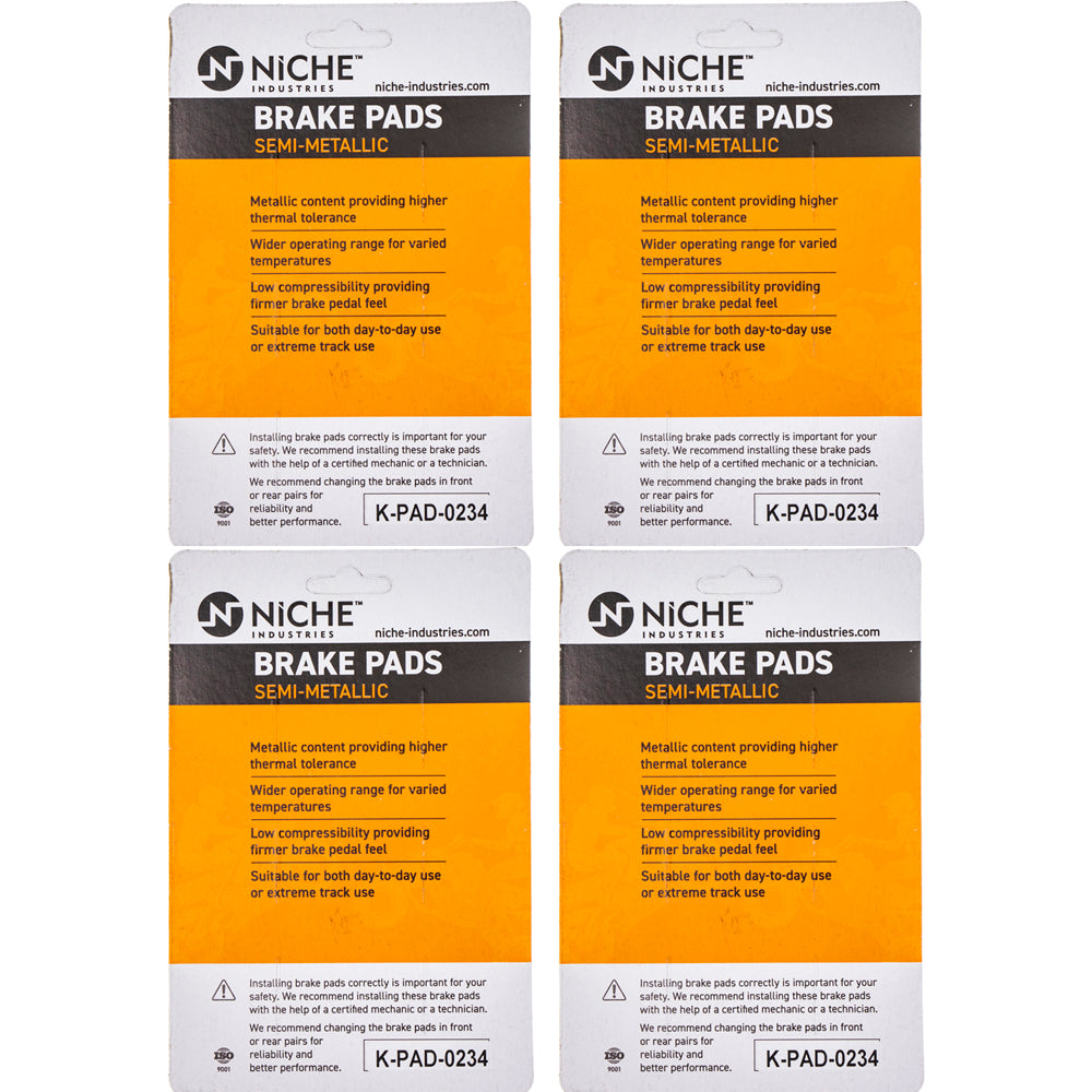 NICHE 519-KPA2456D Brake Pad Set 4-Pack for zOTHER Yamaha XT350