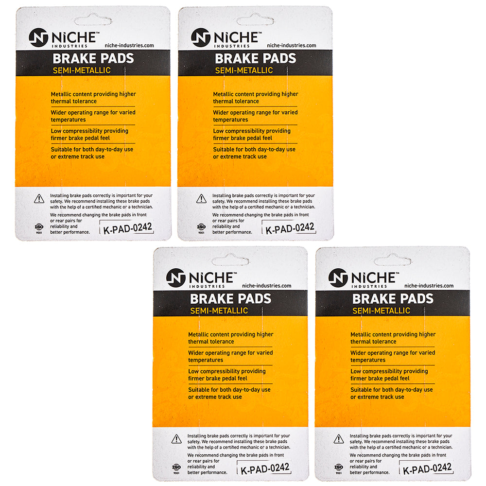 NICHE 519-KPA2464D Brake Pad Set 4-Pack for Suzuki Burgman