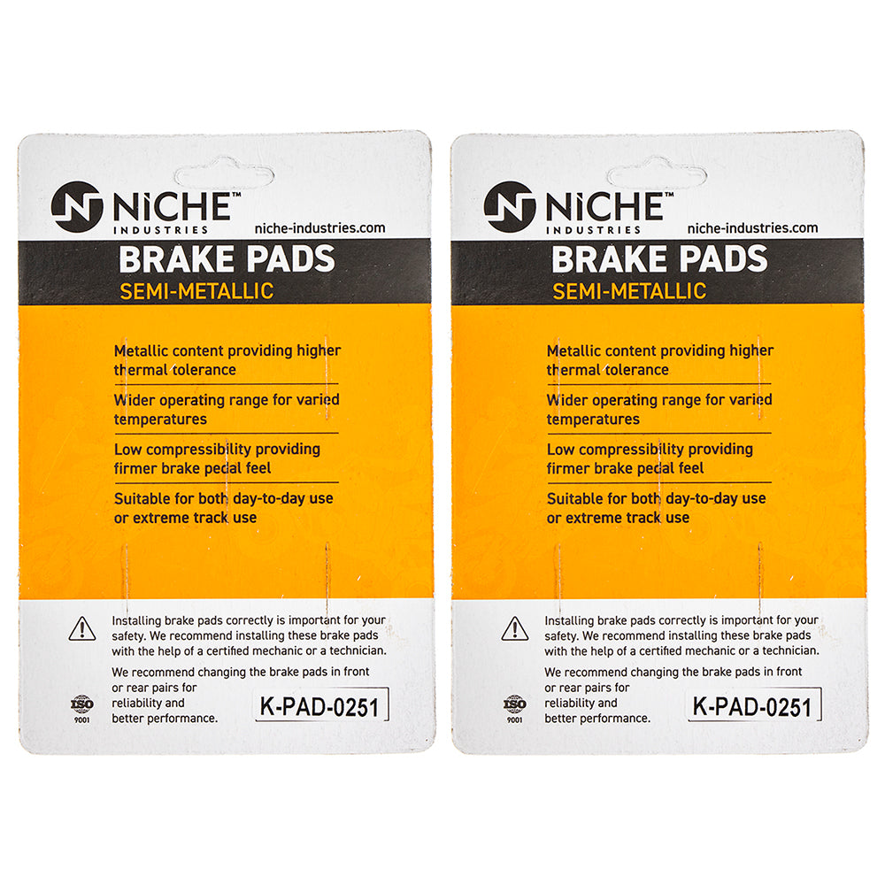 NICHE 519-KPA2473D Brake Pad Set 2-Pack for Yamaha YZF MT-03