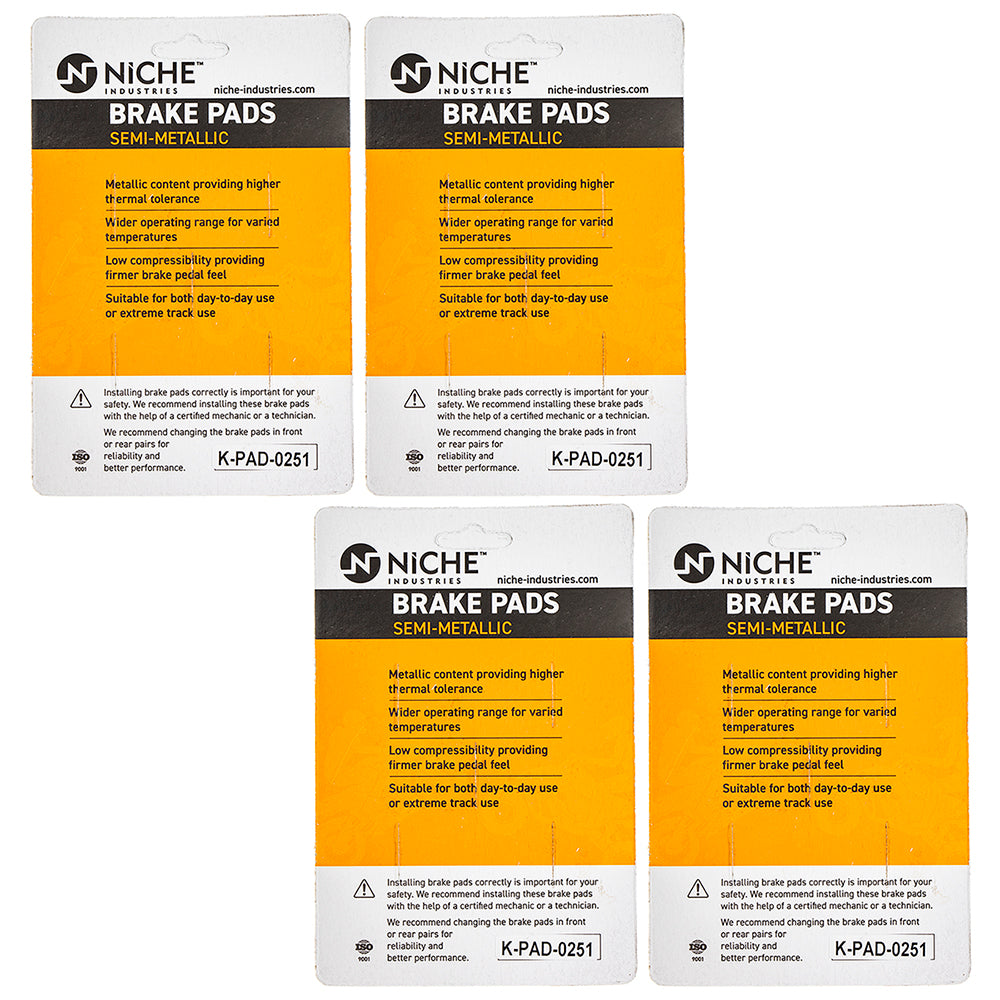 NICHE 519-KPA2473D Brake Pad Set 4-Pack for Yamaha YZF MT-03