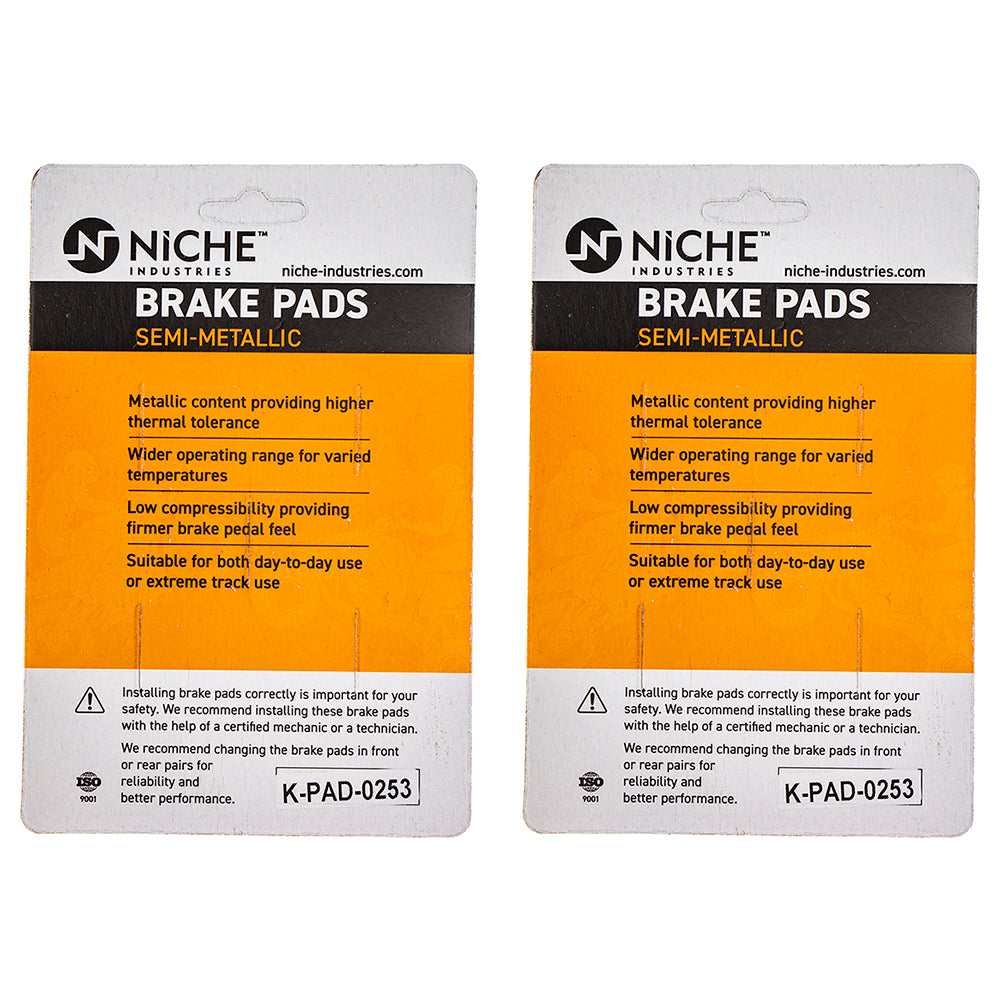 NICHE 519-KPA2475D Brake Pad Set 2-Pack for Yamaha YZF MT-03