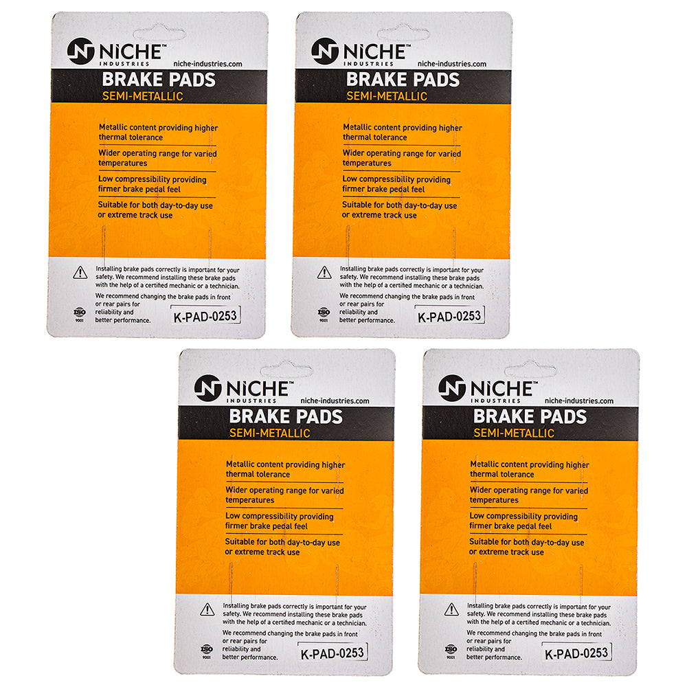 NICHE 519-KPA2475D Brake Pad Set 4-Pack for Yamaha YZF MT-03