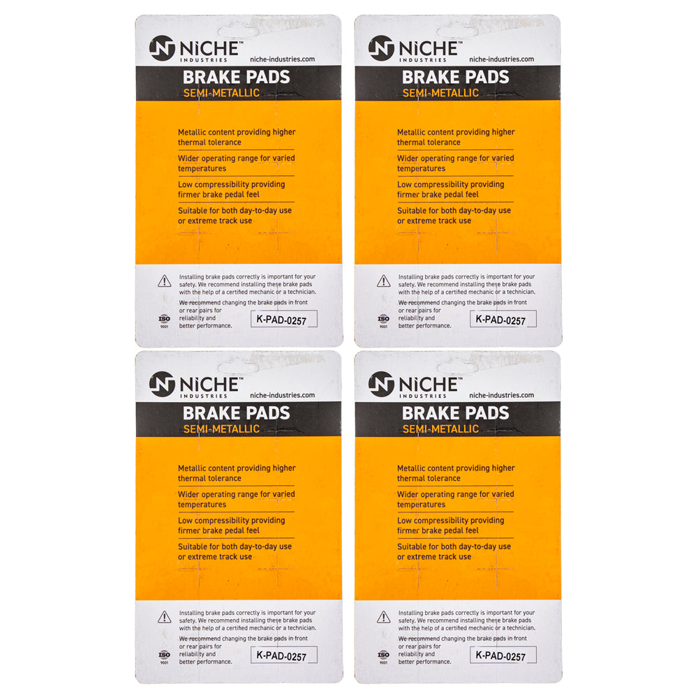 NICHE 519-KPA2479D Brake Pad Set 4-Pack for Harley Davidson Tri