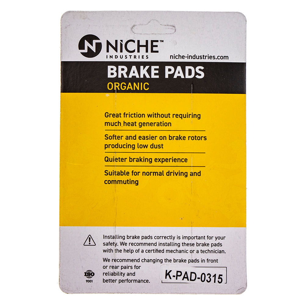 NICHE 519-KPA2537D Rear Organic Brake Pad Set for Yamaha YZ85 YZ80