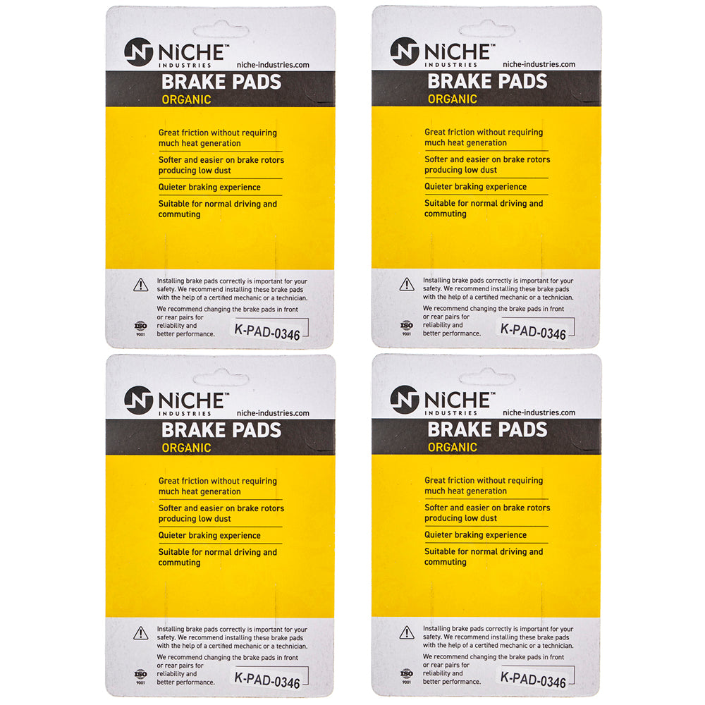 NICHE 519-KPA2568D Front Organic Brake Pad Set 4-Pack for Kawasaki