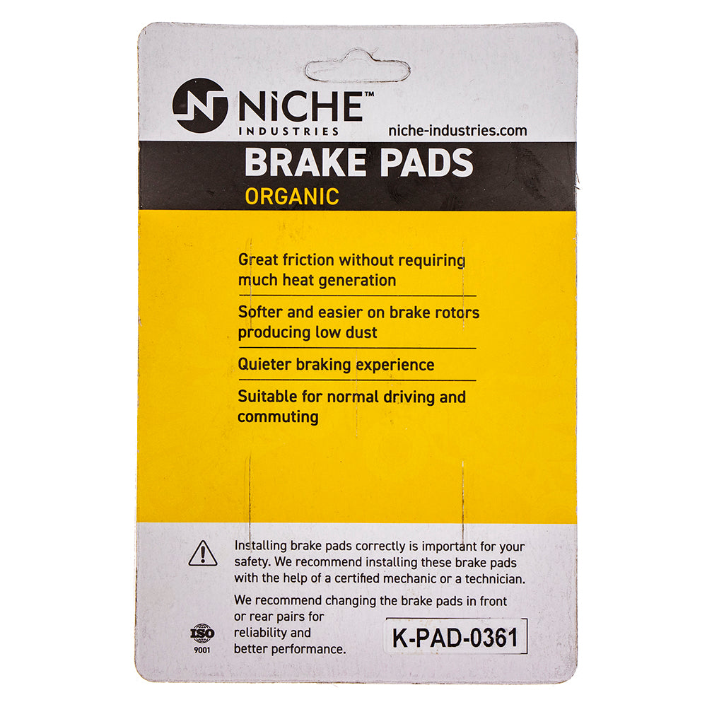 NICHE 519-KPA2583D Rear Organic Brake Pad Set for Harley Davidson Tri