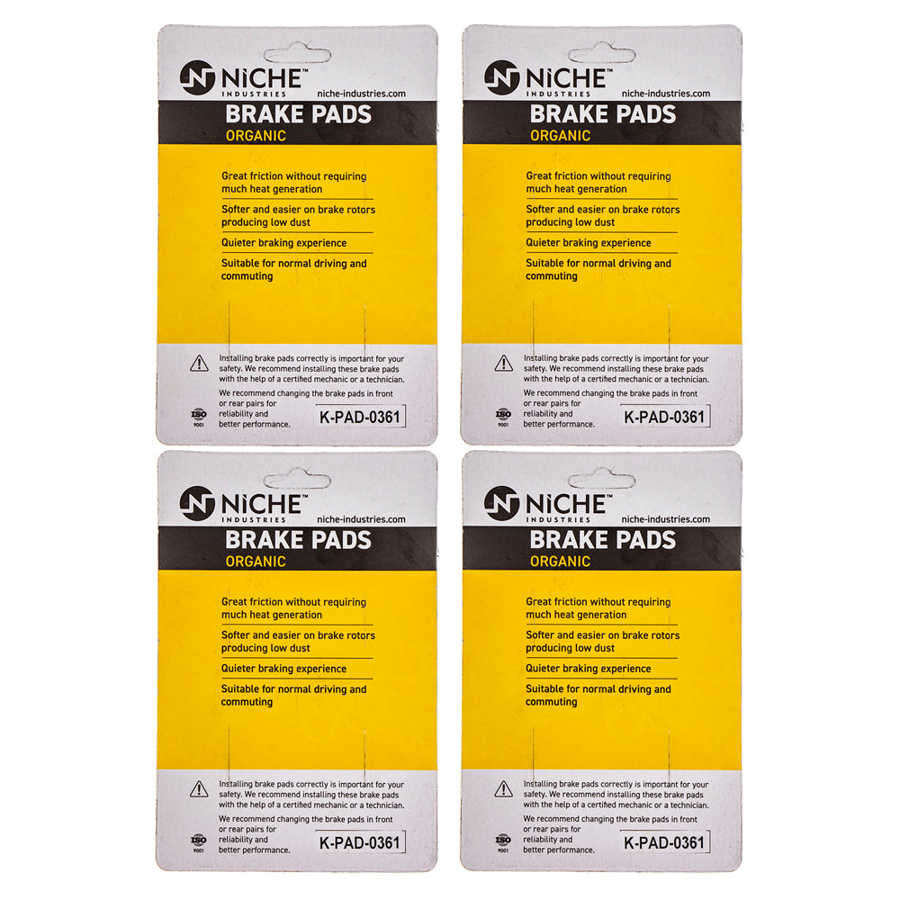 NICHE 519-KPA2583D Rear Brake Pads Set 4-Pack for Harley Davidson Tri
