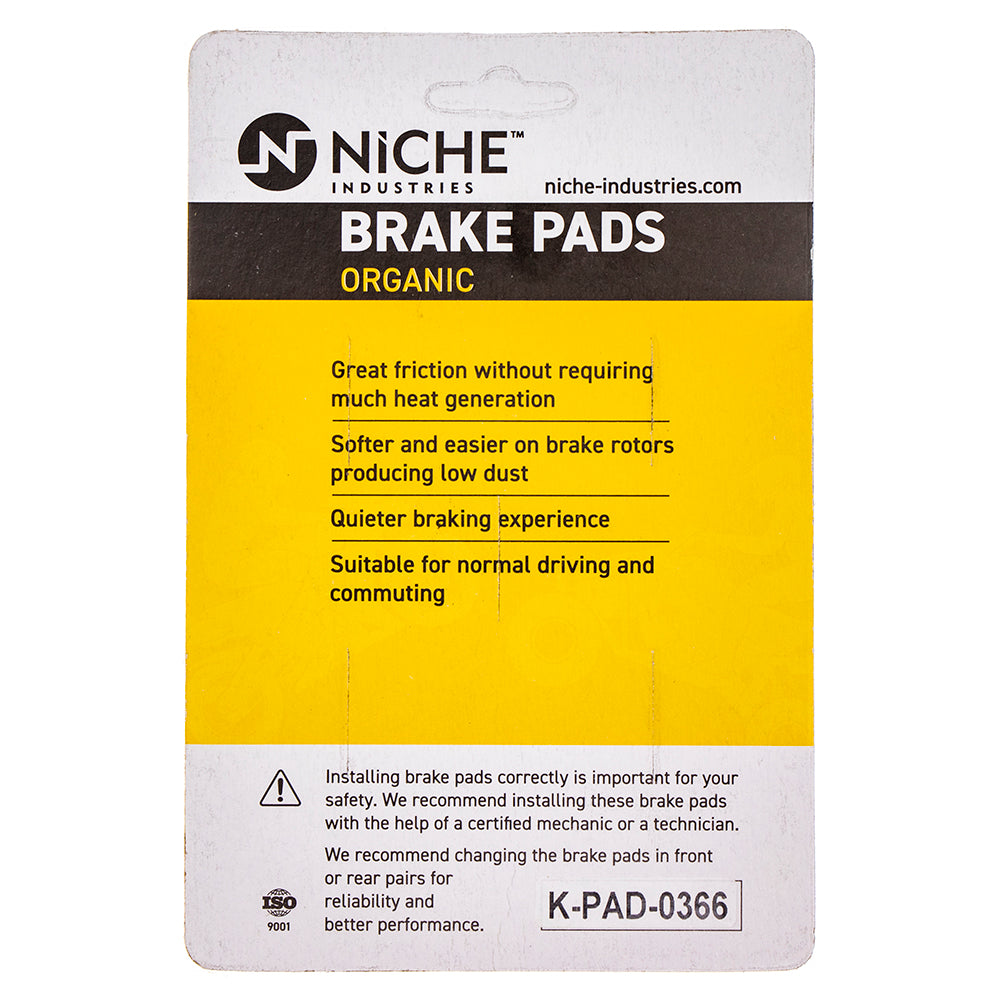 NICHE 519-KPA2588D Front Organic Brake Pad Set for Yamaha YZF MT-03