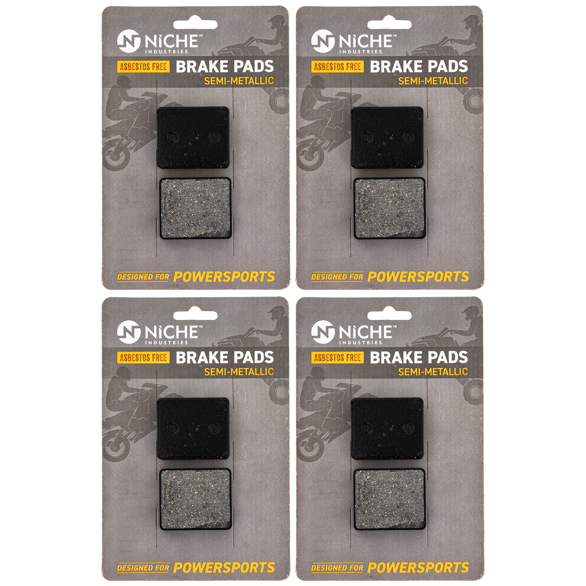 Rear Brake Pads Kit Semi-Metallic 4-Pack for Stens Polaris WideTrak Trail Touring NICHE 519-KPA2627D