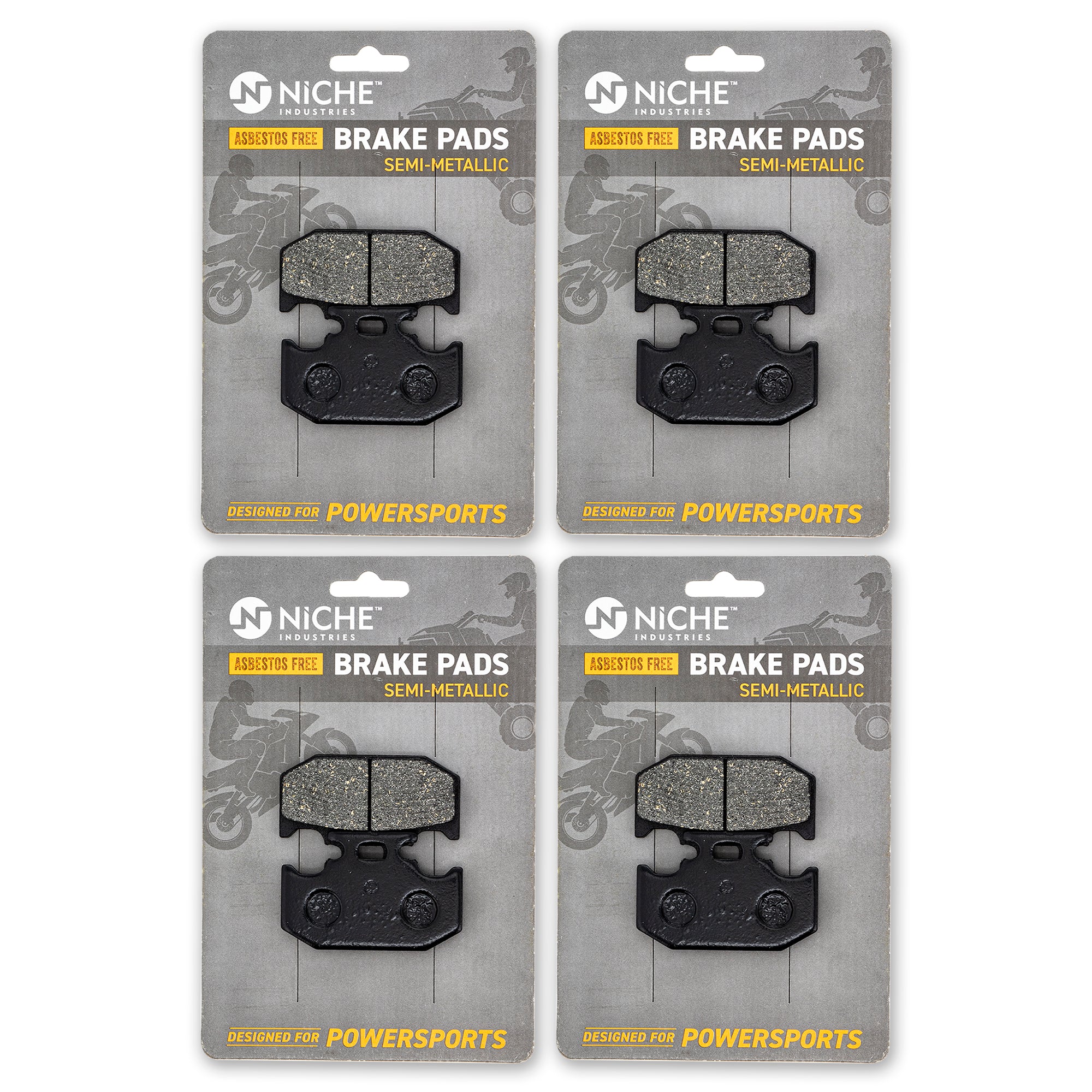 Rear Semi-Metallic Brake Pad Set 4-Pack for Yamaha TTR250 TTR225 5GF-W0046-00-00 NICHE 519-KPA2648D