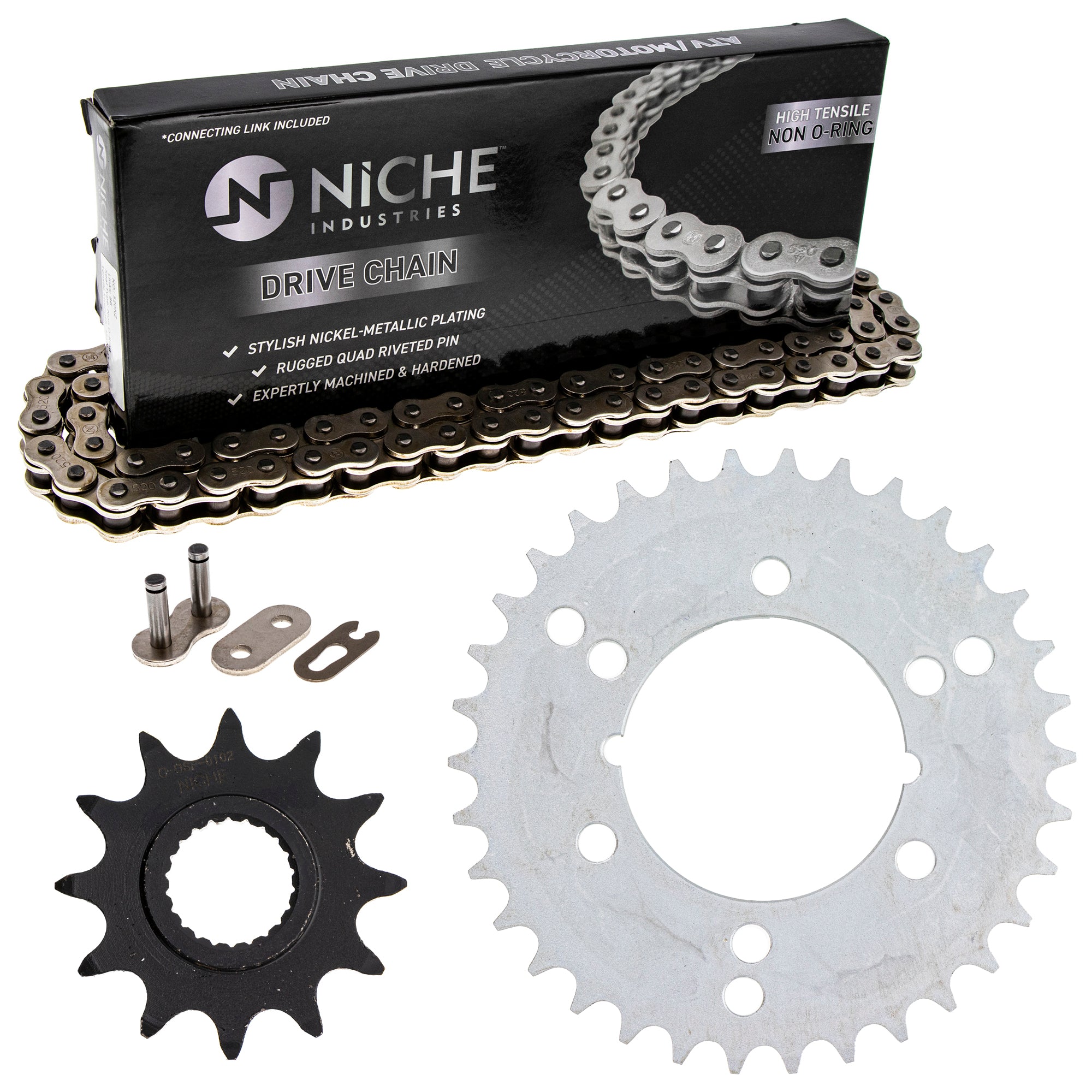 Drive Sprockets & Chain Kit for zOTHER Polaris JT Sprocket Xpress Trail 519-KCS0383K-K001 NICHE MK1003911