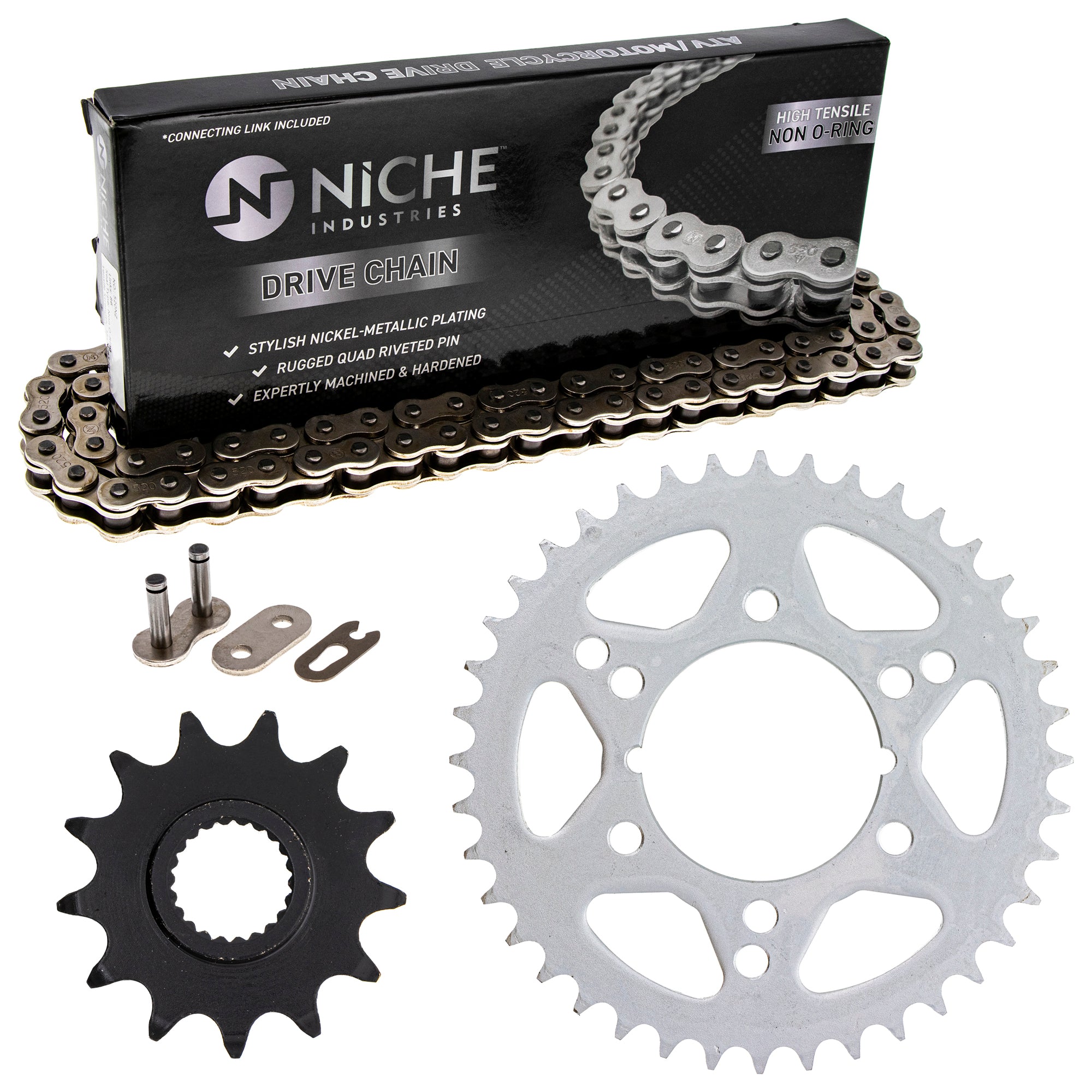 Drive Sprockets & Chain Kit for zOTHER Polaris JT Sprocket Trail 519-KCS0386K-K001 NICHE MK1003914