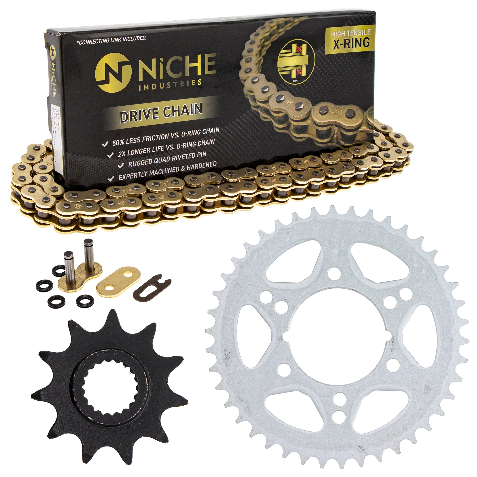 Drive Sprockets & Chain Kit for zOTHER Polaris JT Sprocket Trail Big 519-KCS1361K-K001 NICHE MK1004889