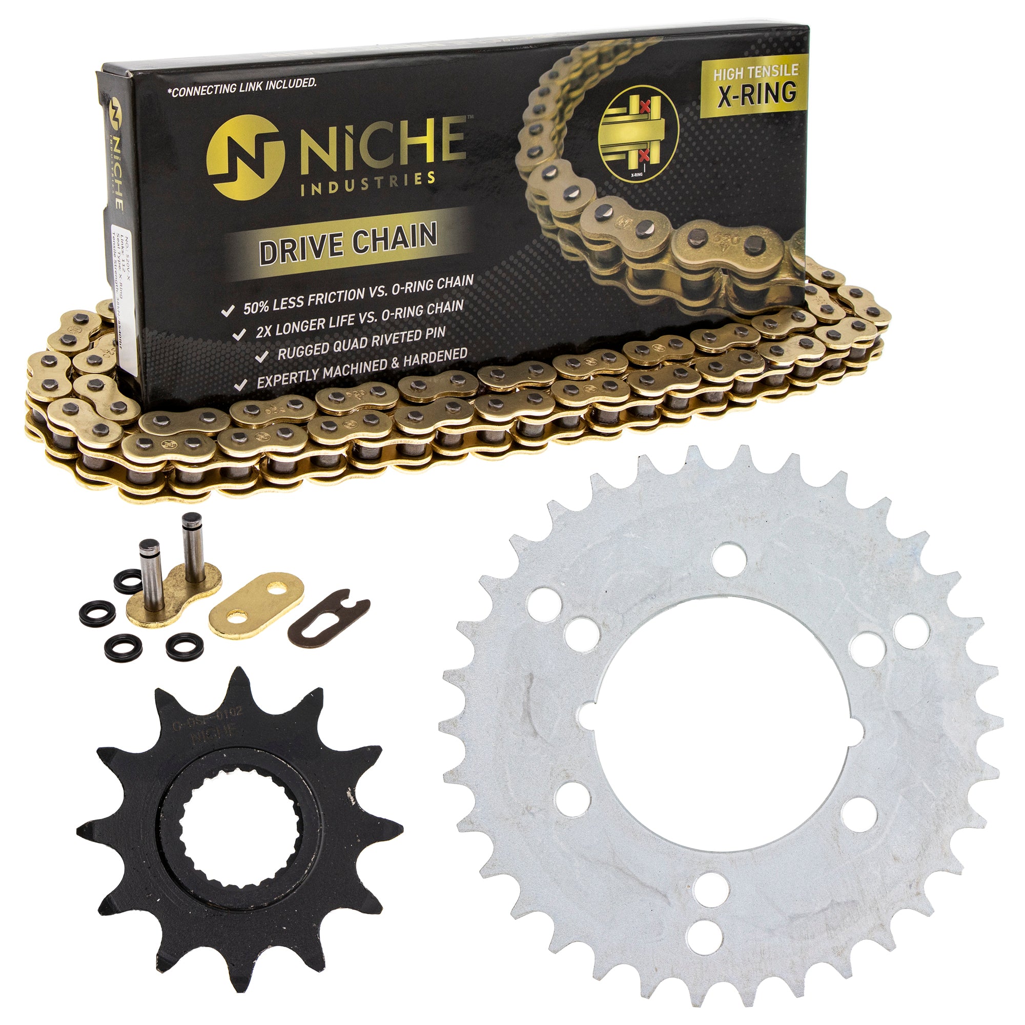 Drive Sprockets & Chain Kit for zOTHER Polaris JT Sprocket Xpress Trail 519-KCS1433K-K001 NICHE MK1004961