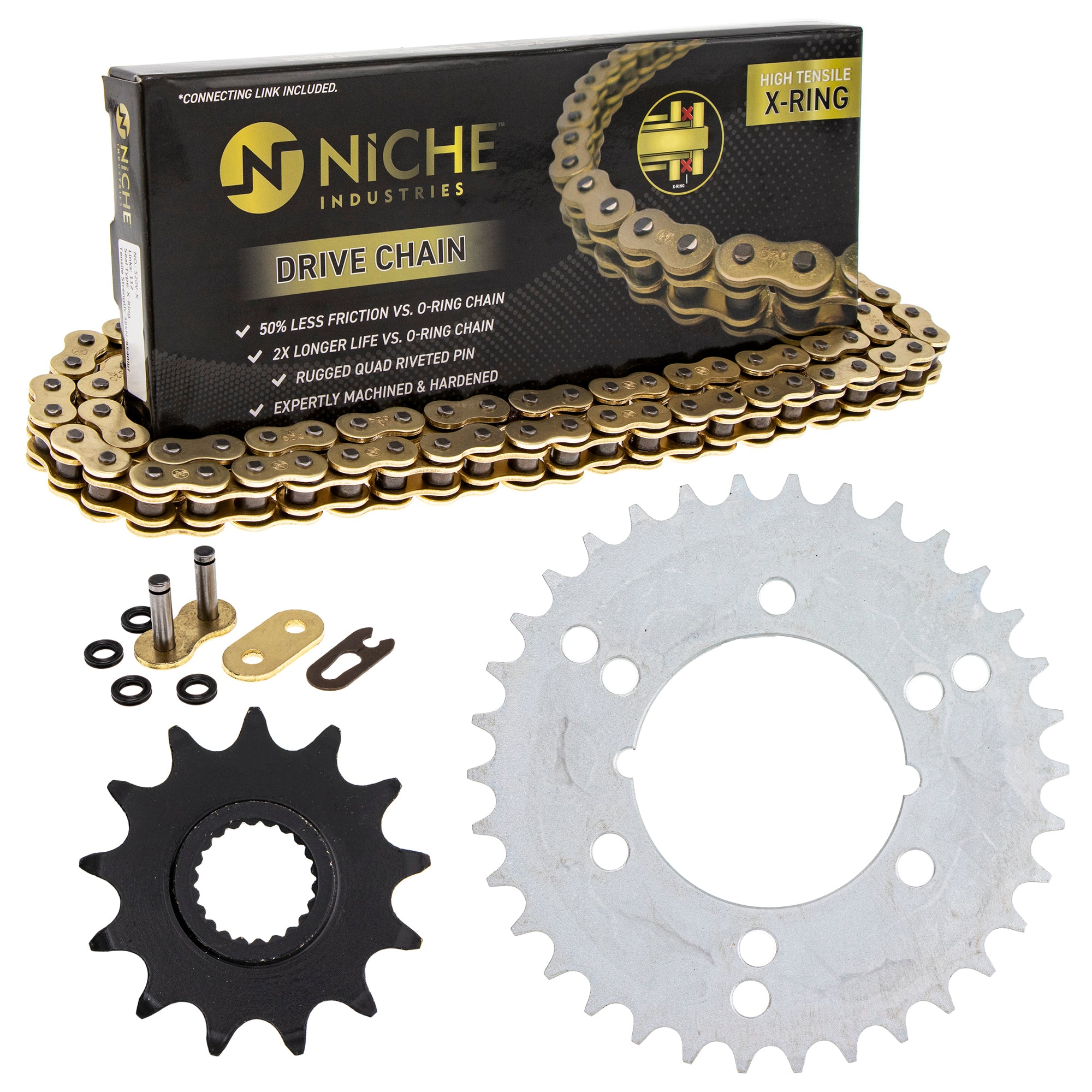 Drive Sprockets & Chain Kit for zOTHER Polaris JT Sprocket Xpress Trail 519-KCS1435K-K001 NICHE MK1004963