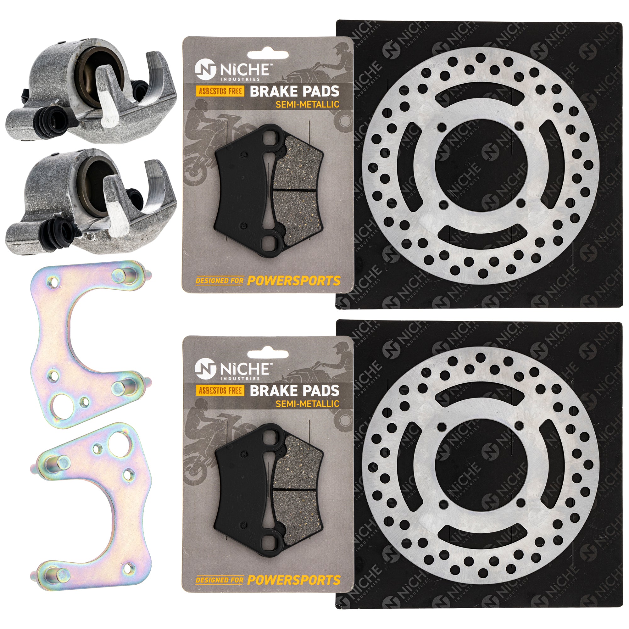 Front Brakes Rebuild Kit - Calipers, Rotors, Pads for zOTHER Polaris GEM Ranger PPS NICHE MK1007958