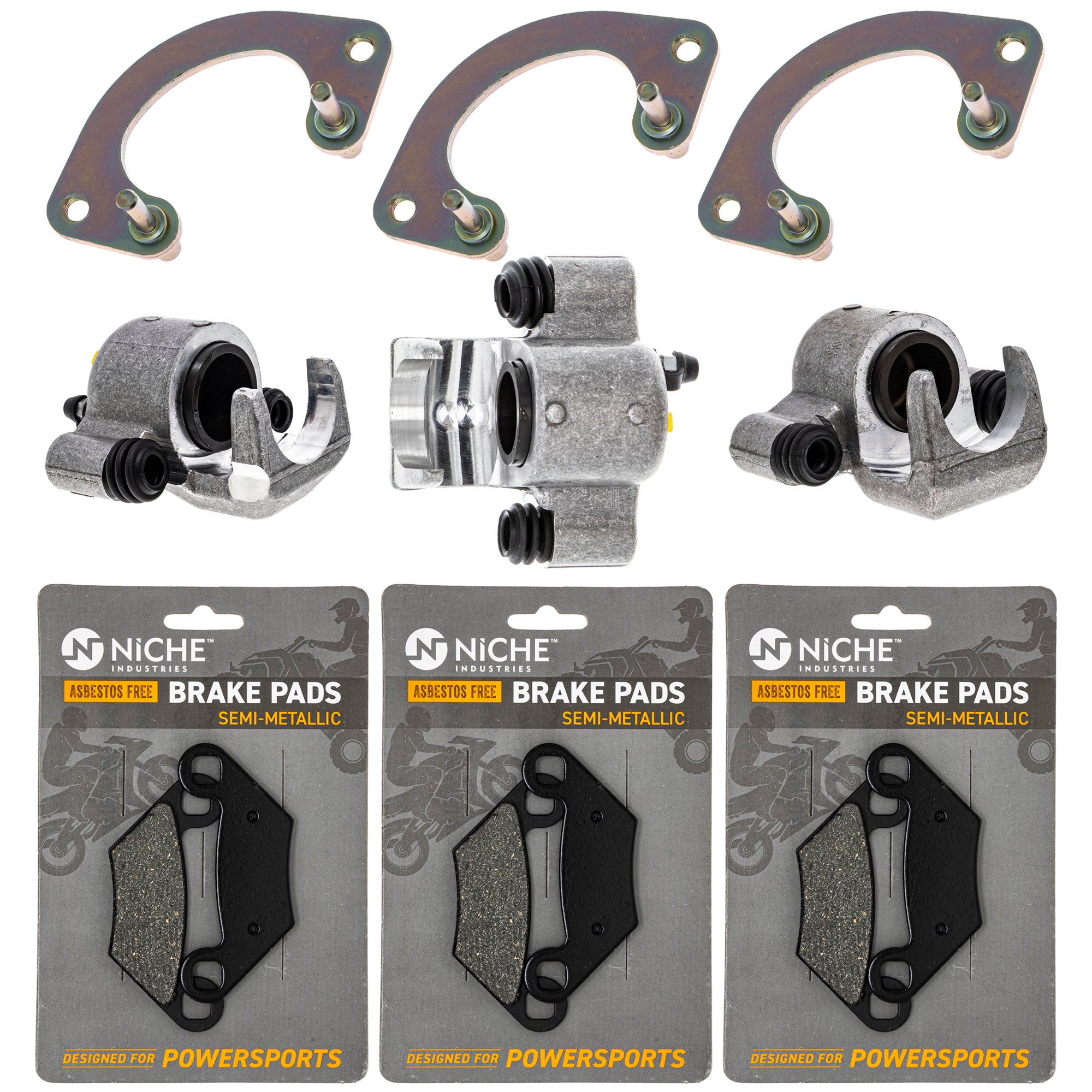 Brake Rebuild Kit Calipers & Pads (3) for zOTHER Polaris GEM Sportsman Scrambler NICHE MK1008199