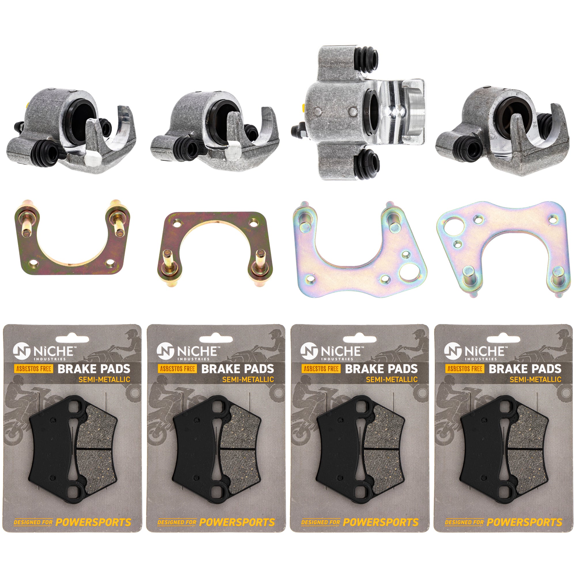 Brake Calipers & Pads Kit (4) Front/Rear for zOTHER Polaris GEM Ranger NICHE MK1008202