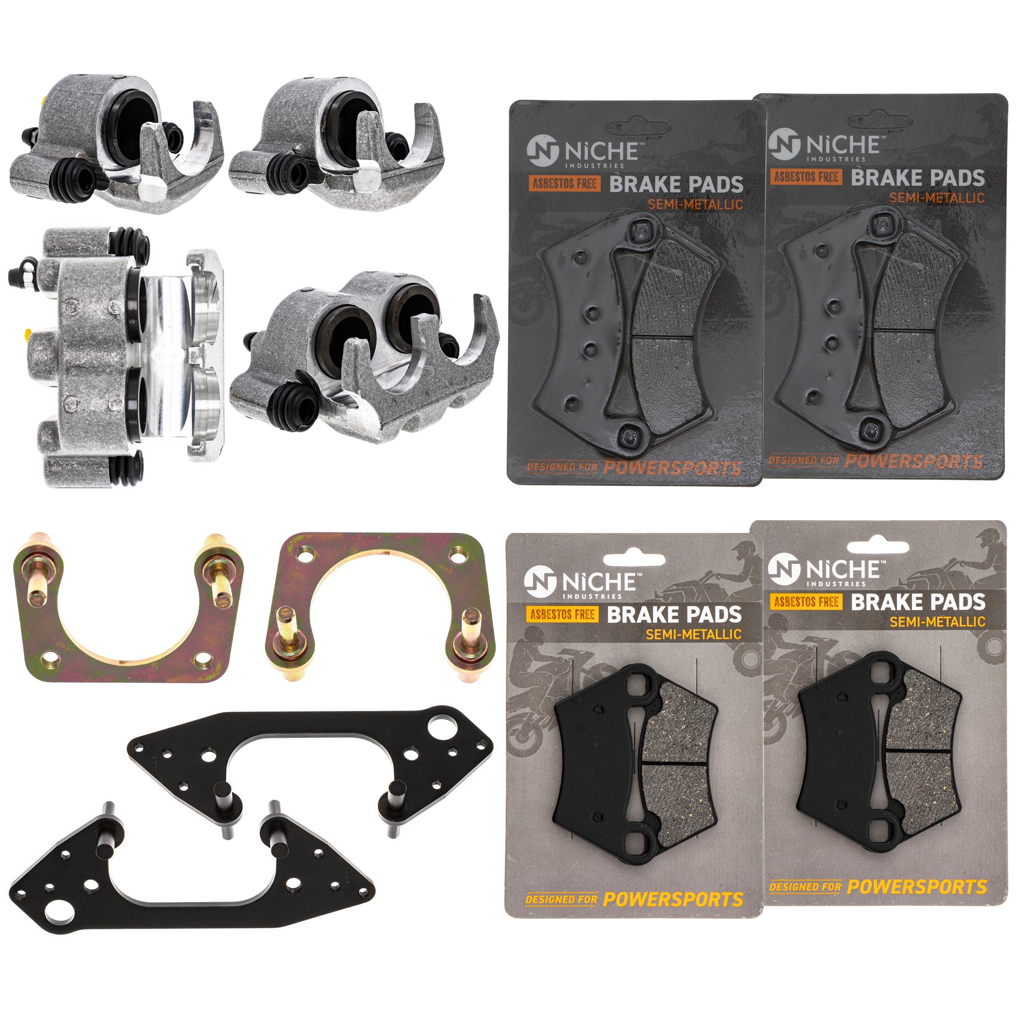 Brake Calipers & Pads Kit (4) Front/Rear for zOTHER Polaris GEM RZR NICHE MK1008209