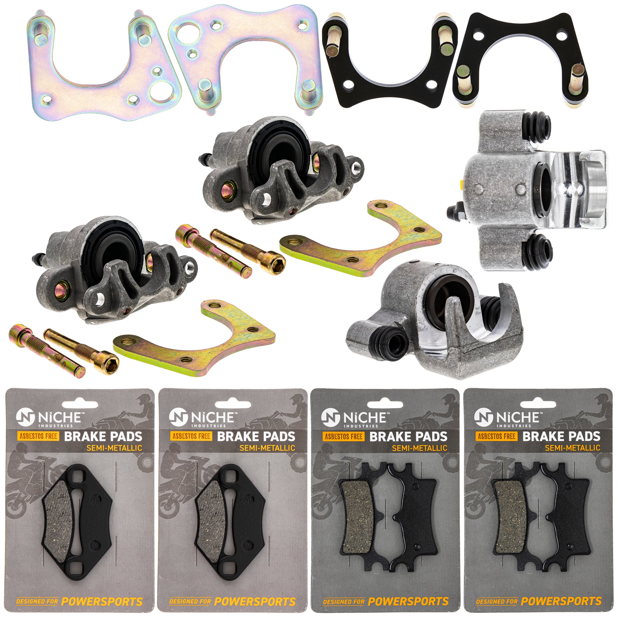 Brake Calipers & Pads Kit (4) Front/Rear for zOTHER Polaris GEM Sportsman NICHE MK1008220