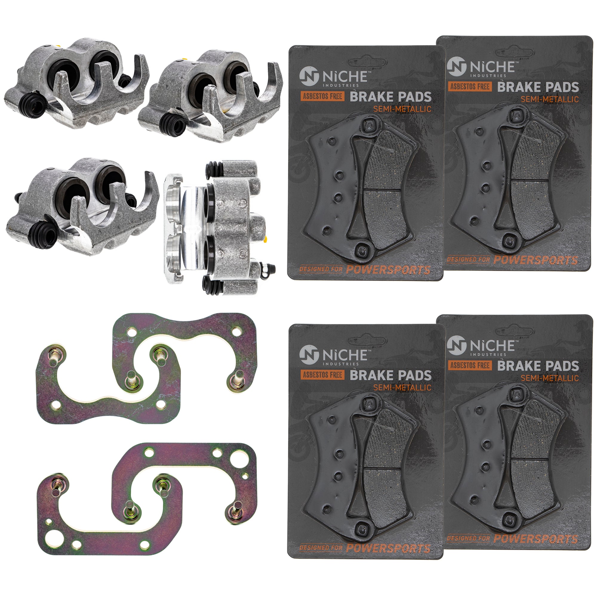 Brake Calipers & Pads Kit (4) Front/Rear for zOTHER Polaris GEM Ranger NICHE MK1008229