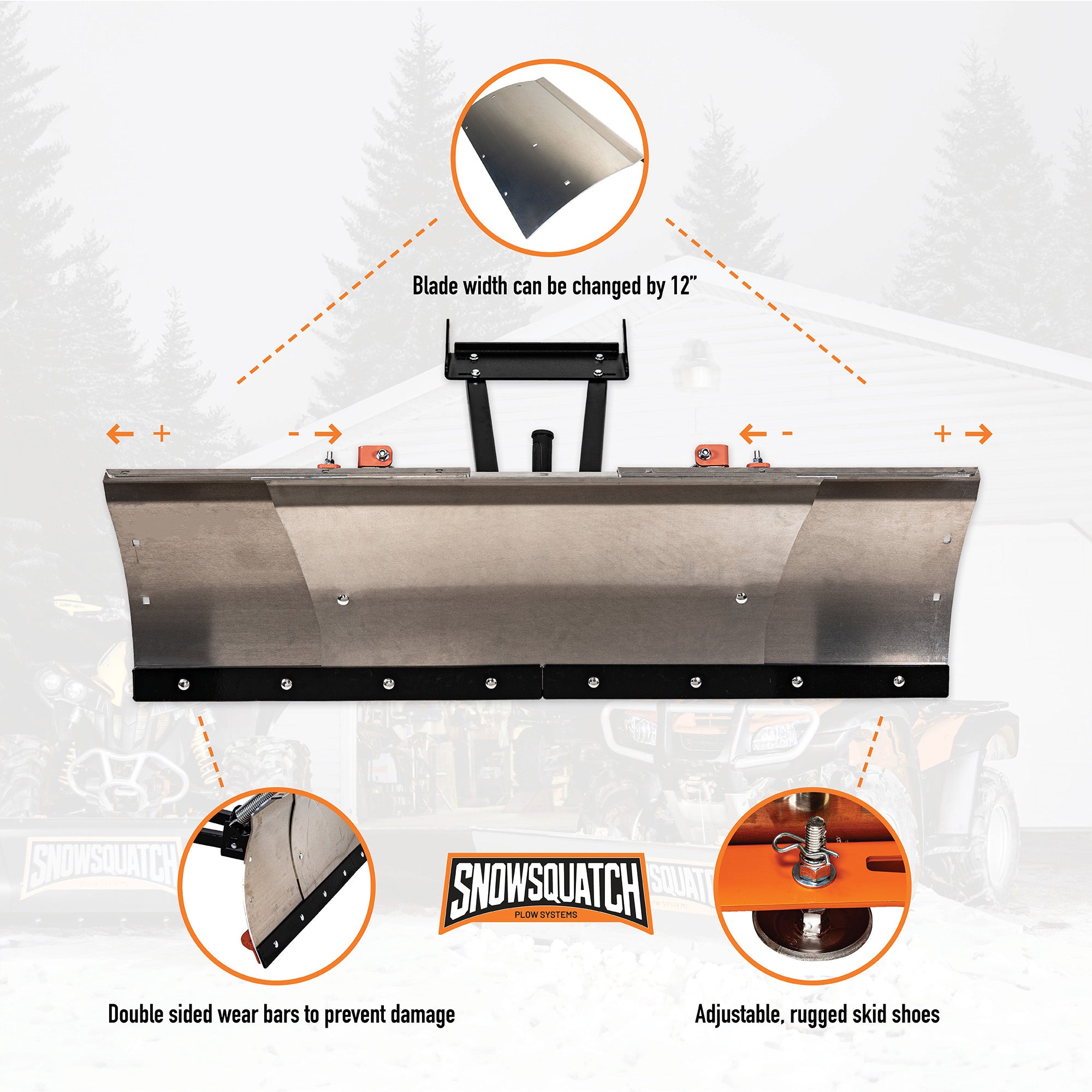 SNOWSQUATCH Deluxe Aluminum UTV Snow Plow System 60-72 Inch Blade