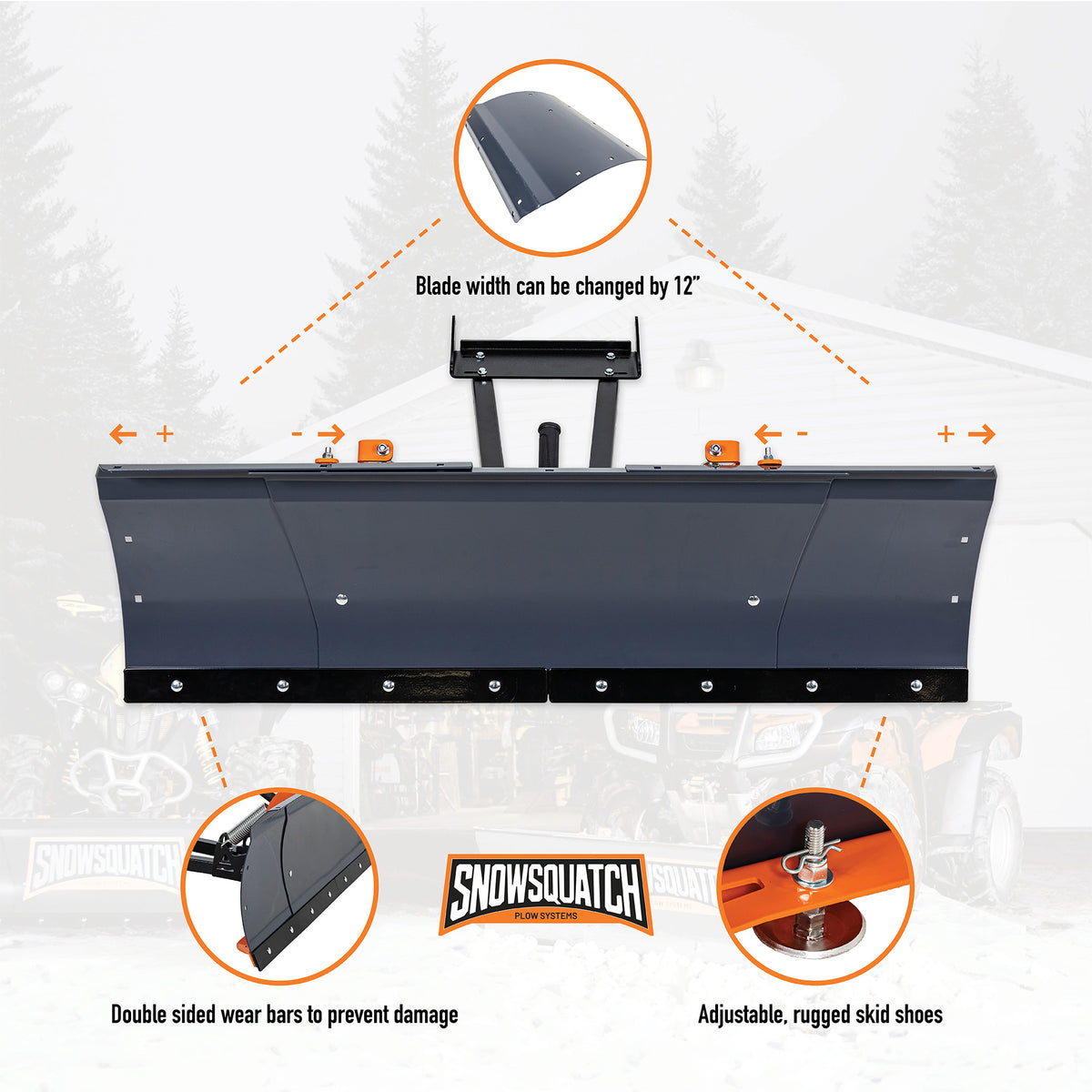 SNOWSQUATCH Deluxe ATV Snow Plow System 48-60 Inch Steel Blade Universal Mount