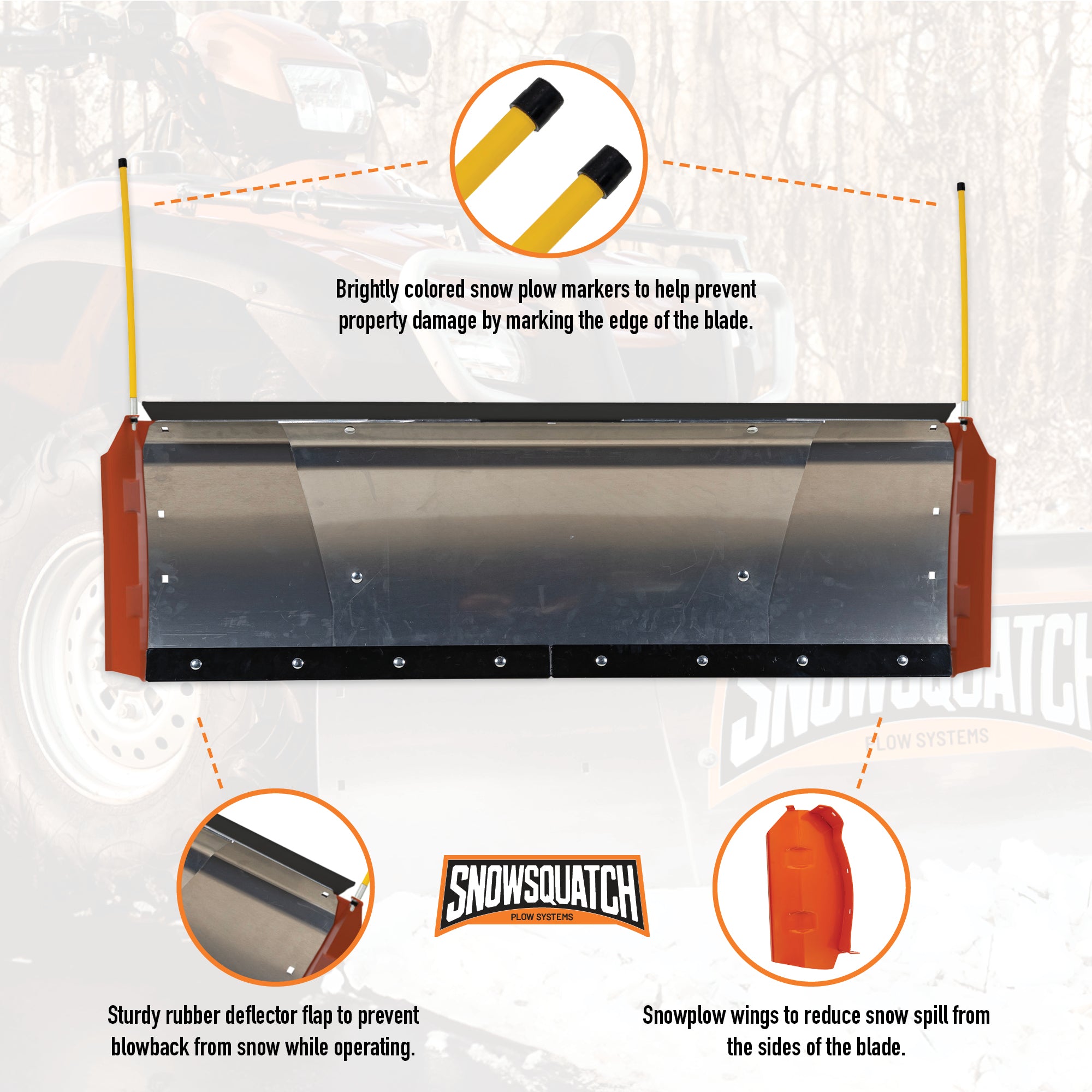 SNOWSQUATCH Deluxe Aluminum ATV Snow Plow System 48-60 Inch Blade