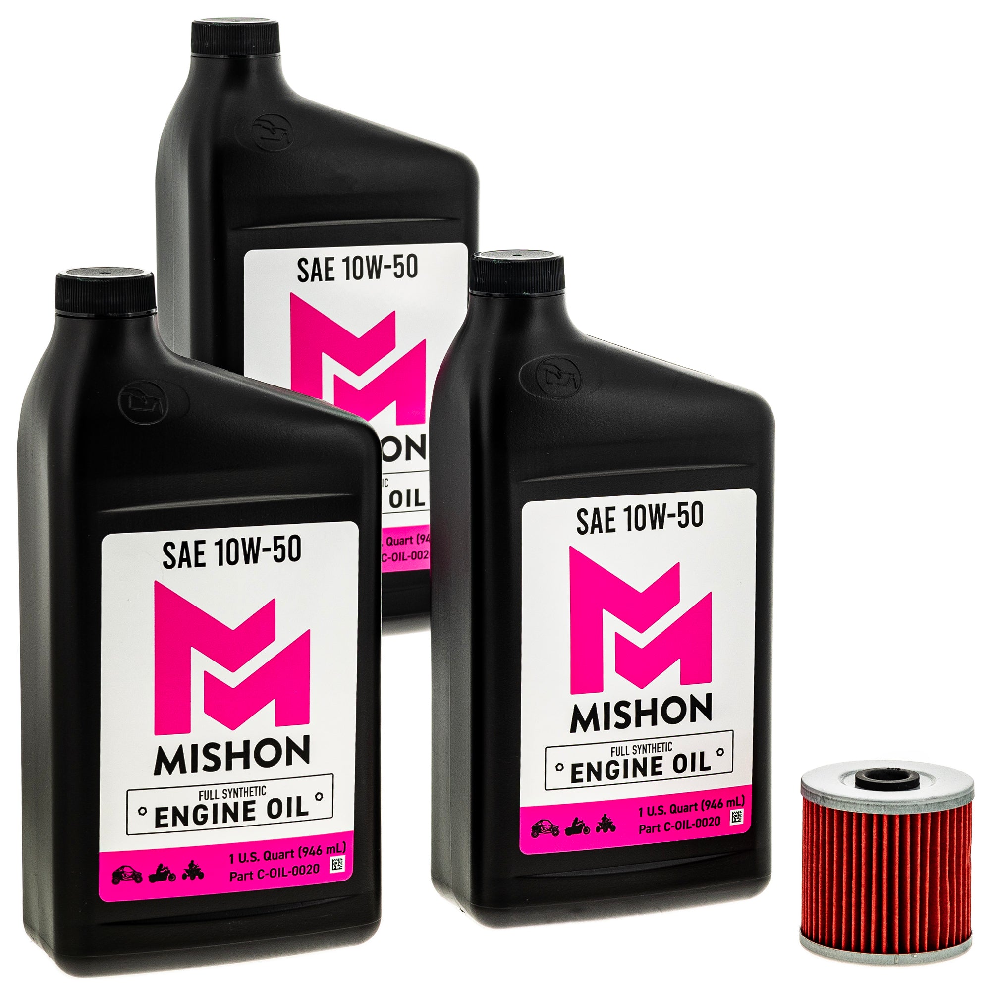 MISHON Engine Oil Change Kit For Kawasaki KLR650 2014-2018 - 10W-50 Synthetic Oil & Filter