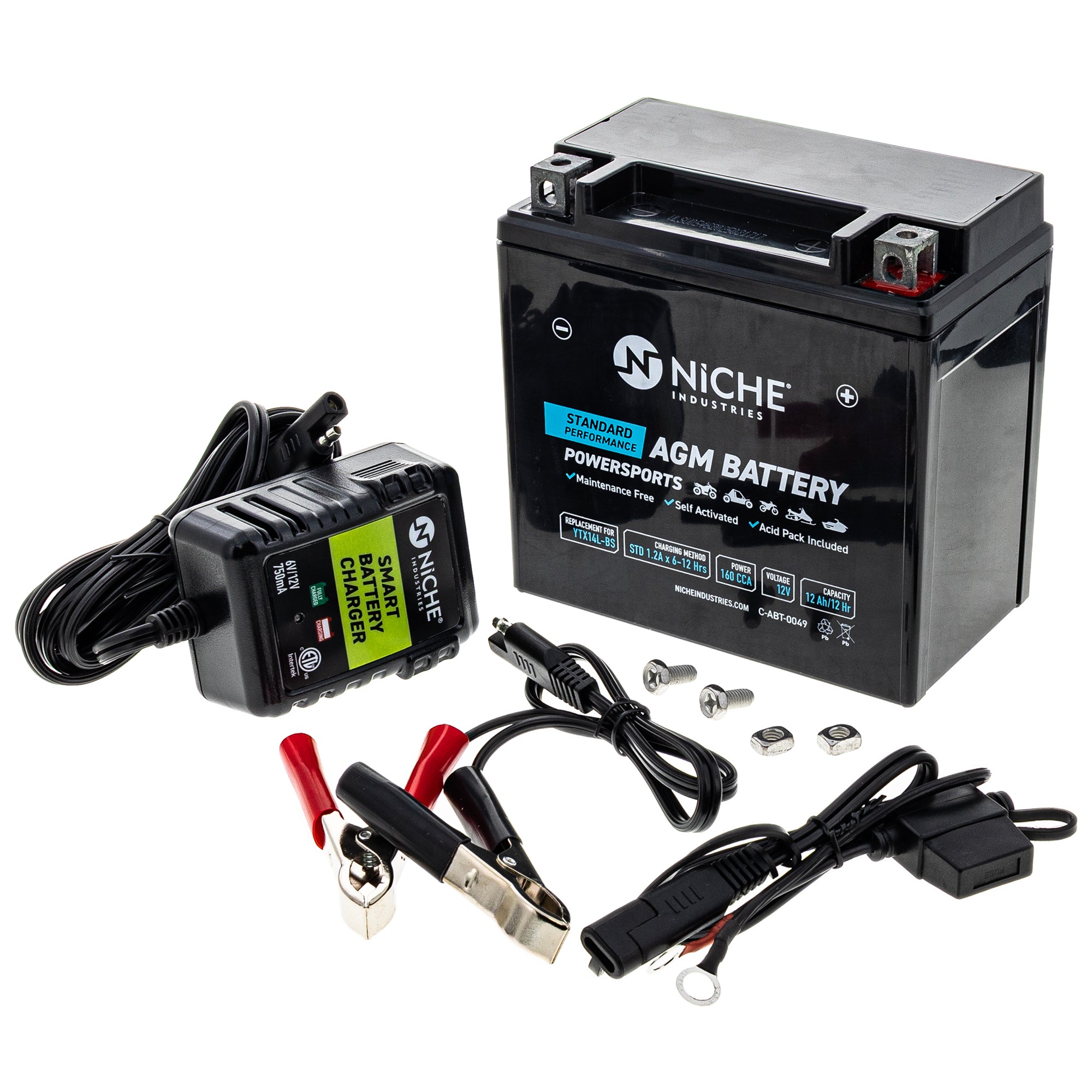 AGM Battery and Charger for Street Sportster NICHE MK1014768