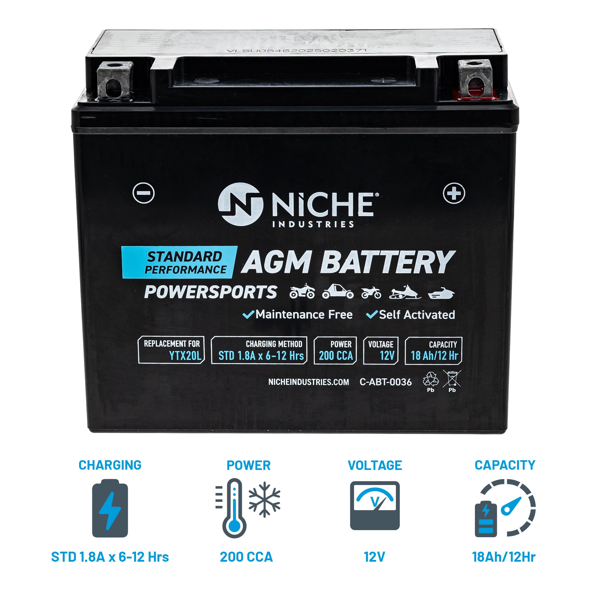 NICHE 519-CAB2258T AGM Battery for zOTHER Yuasa BRP Can-Am Ski-Doo