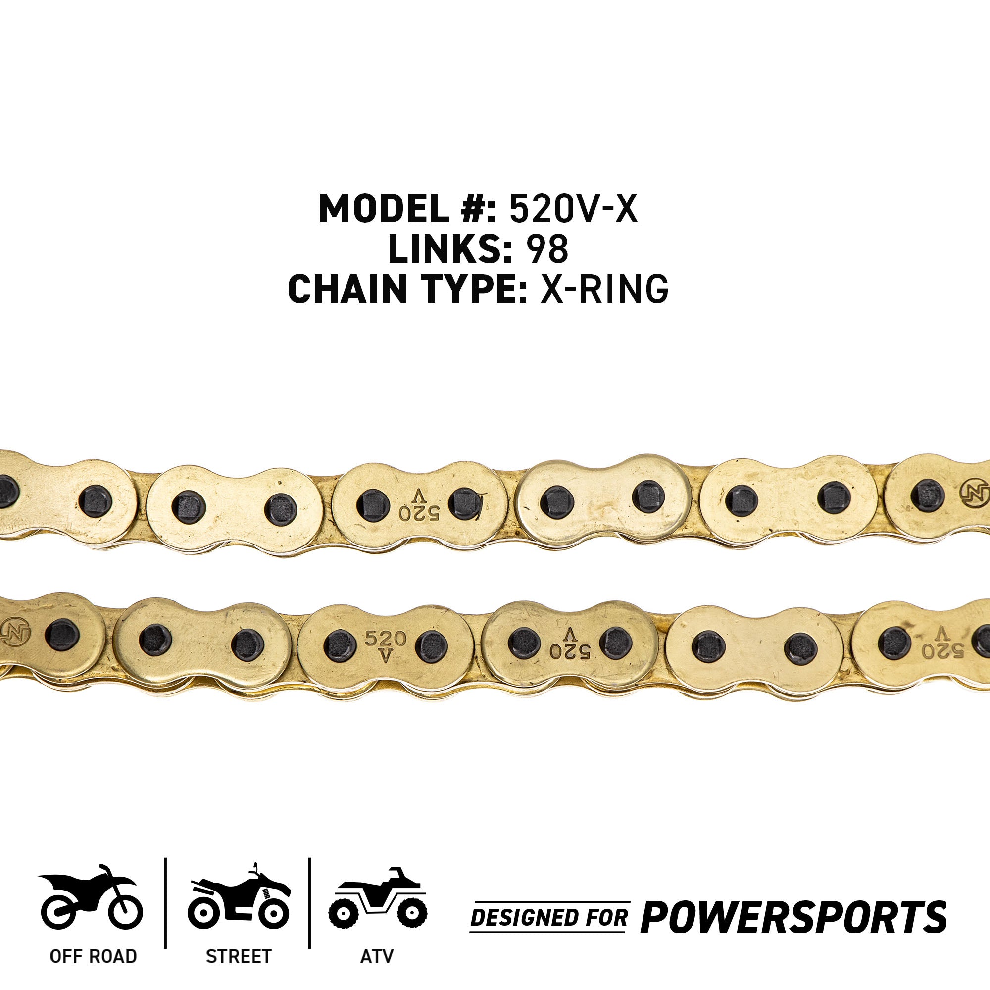 Gold X-Ring Chain 106 w/ Master Link Kawasaki Honda | NICHE PARTS
