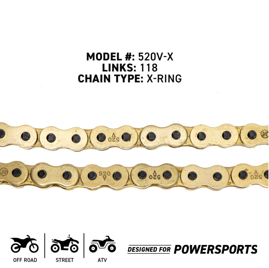 Gold X-Ring Chain 118 w/ Master Link KTM Husaberg Honda | NICHE PARTS