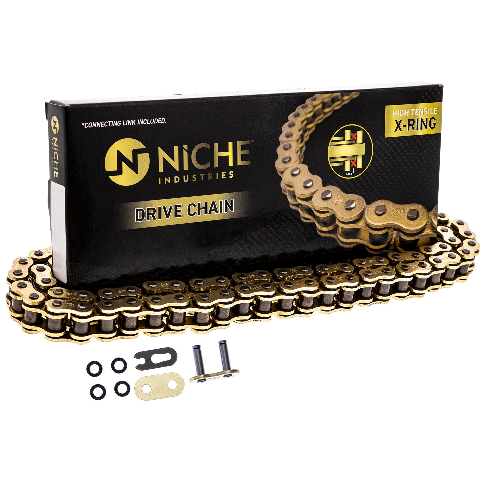 Gold X-Ring Chain 122 w/ Master Link For Suzuki Yamaha Kawasaki 92057-S022 92057-S007 92057-0657