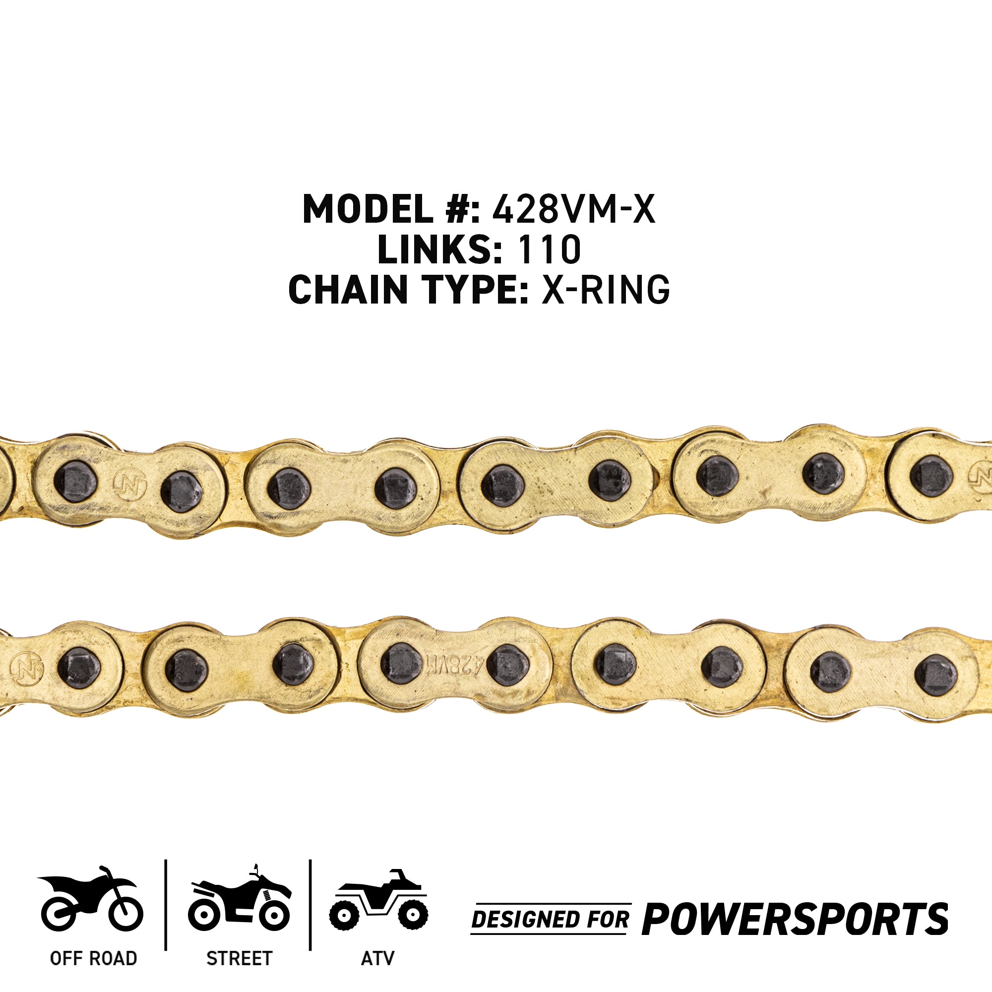 Gold X-Ring Chain 110 w/ Master Link Yamaha Kawasaki | NICHE Gold X-Ring Chain 110 w/ Master Link Yamaha Kawasaki | NICHE