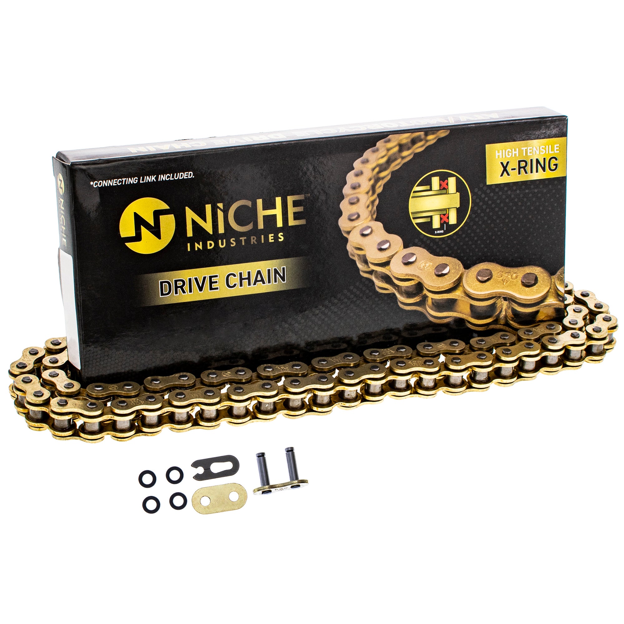 Gold X-Ring Chain 124 w/ Master Link For Kawasaki Honda Suzuki K9205-71497 92057-1497 92057-1315