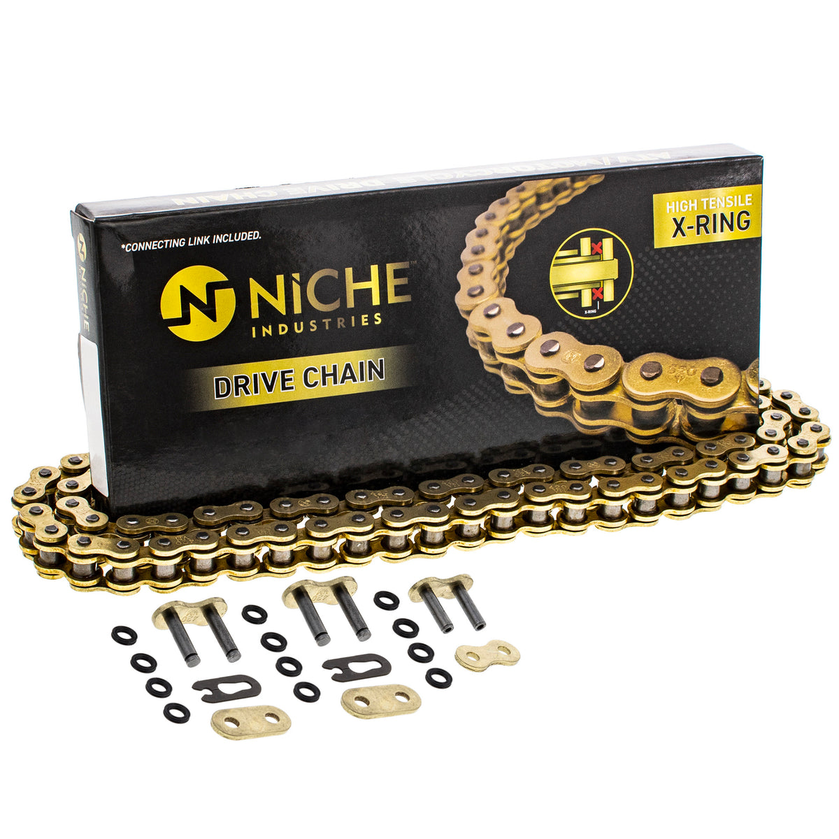 Gold X-Ring Chain 90 w/ Master Link For Yamaha Kawasaki 9Y580-52089-00 94580-52090-00 94580-13090-00