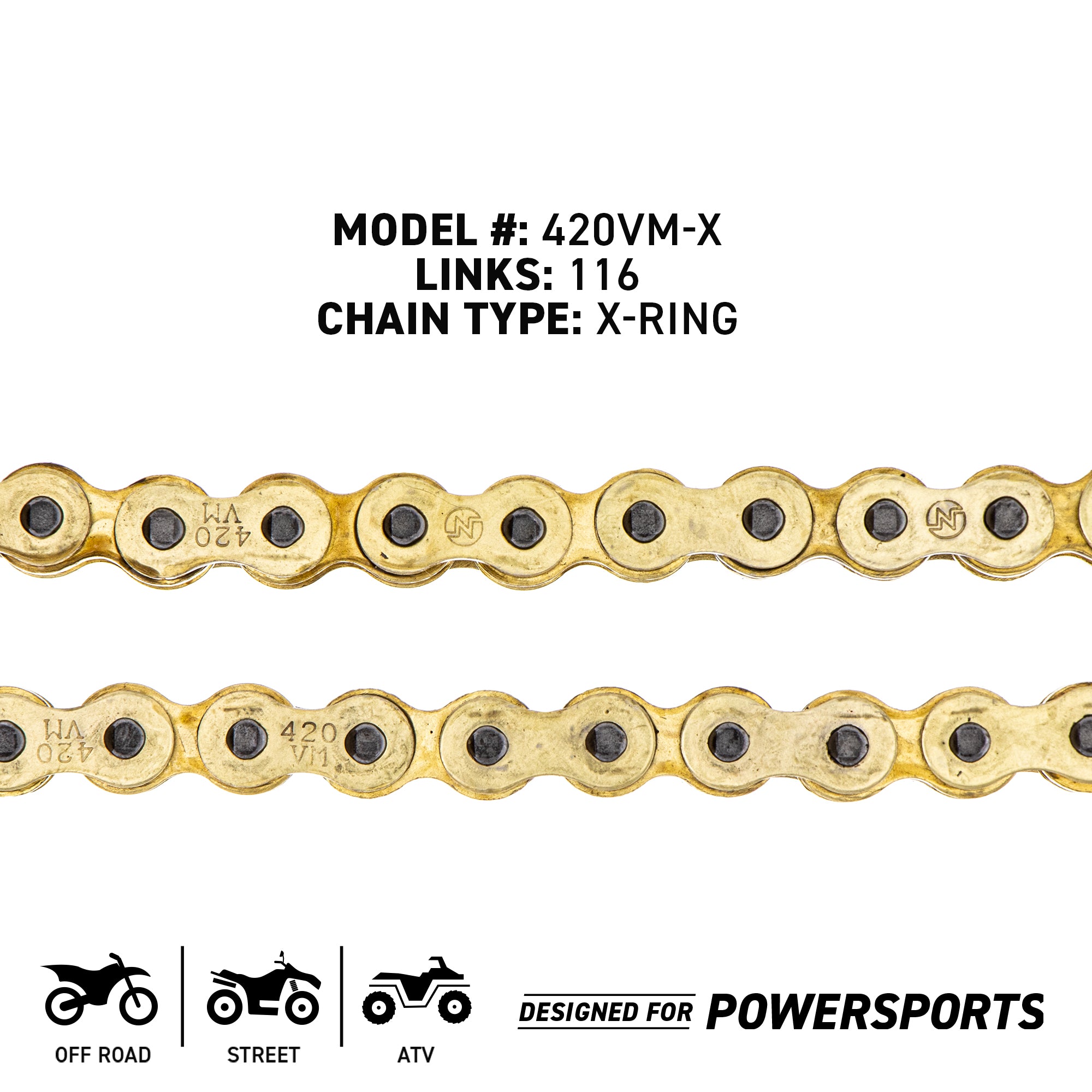 Gold X-Ring Chain 116 w/ Master Link Honda Kawasaki | NICHE PARTS