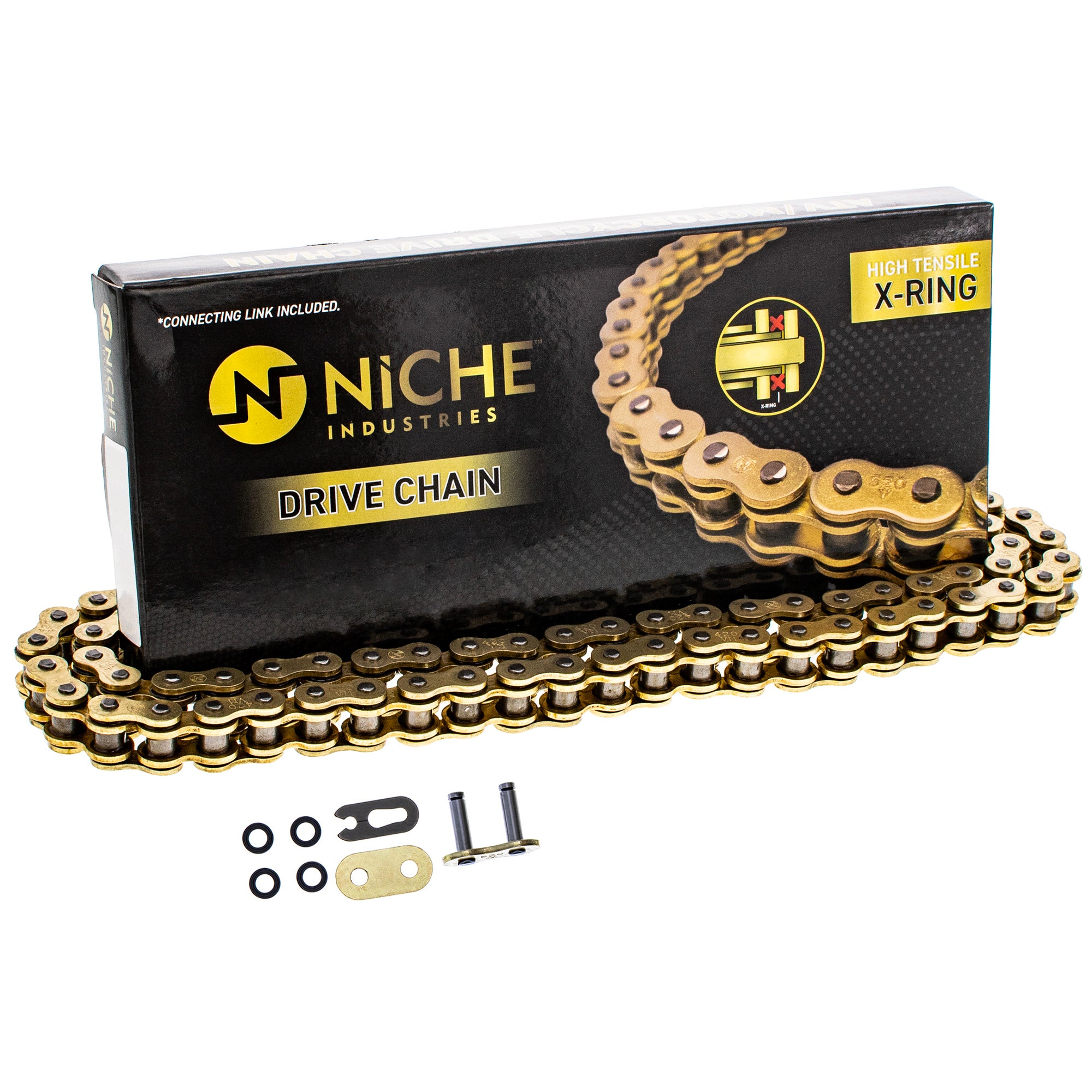 Gold X-Ring Chain 98 w/ Master Link For Yamaha Suzuki Honda 94580-52098-00 94580-13098-00