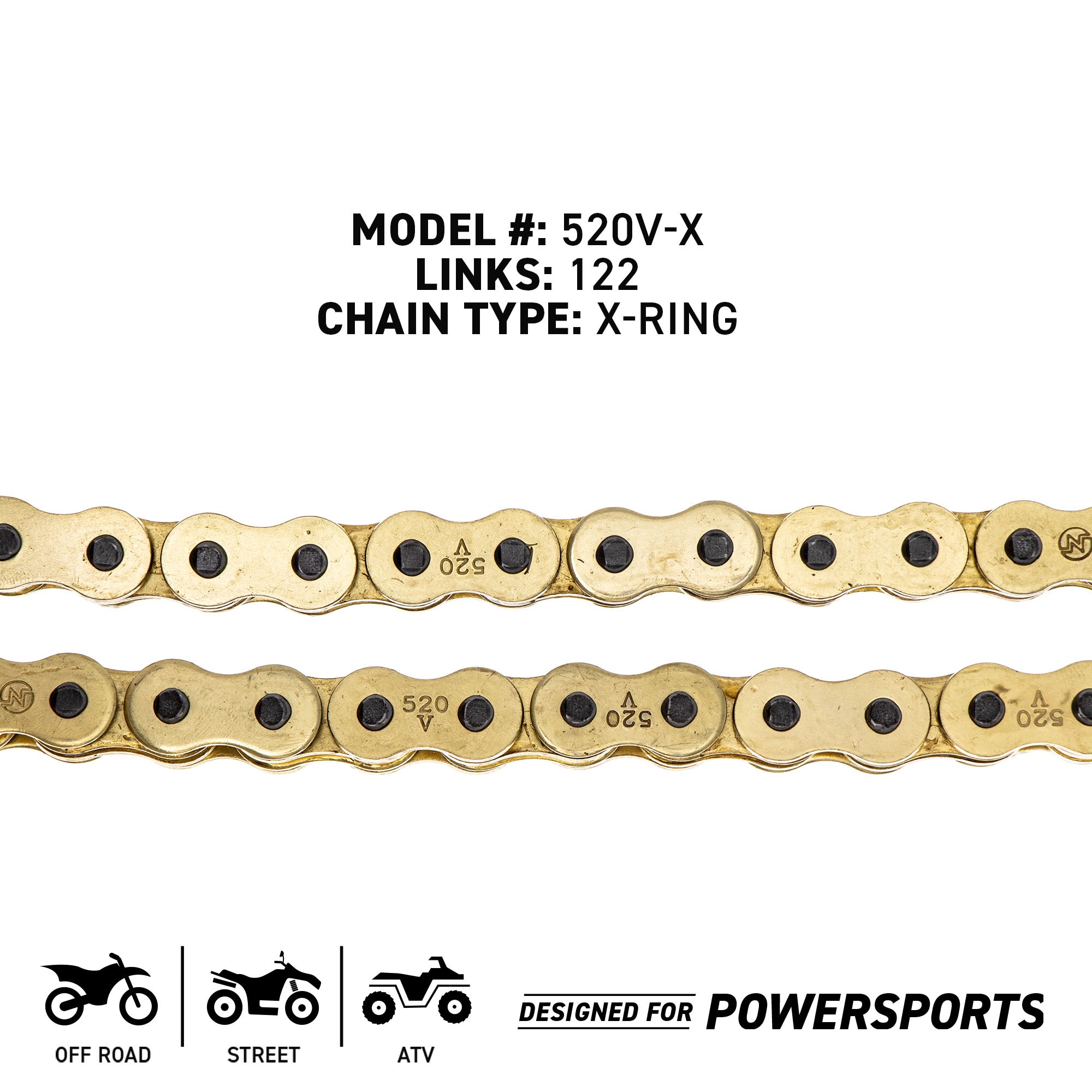 Gold 520 X-Ring Chain 122 Links With Connecting Master Link Motorcycle